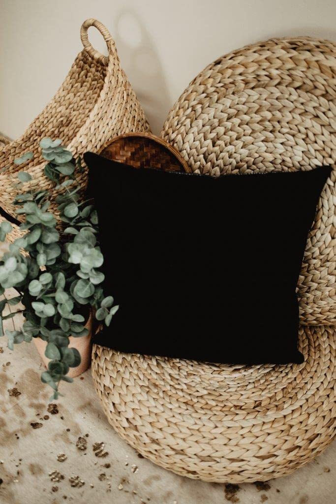 Handmade Mud Cloth Pillow Covers - Black & White Boho Throw Pillow Cases for Sofa, Bed, Couch - African Mudcloth Decor for Living Room, Bedroom, Office - Washable Cotton Linen Blend Home Decor