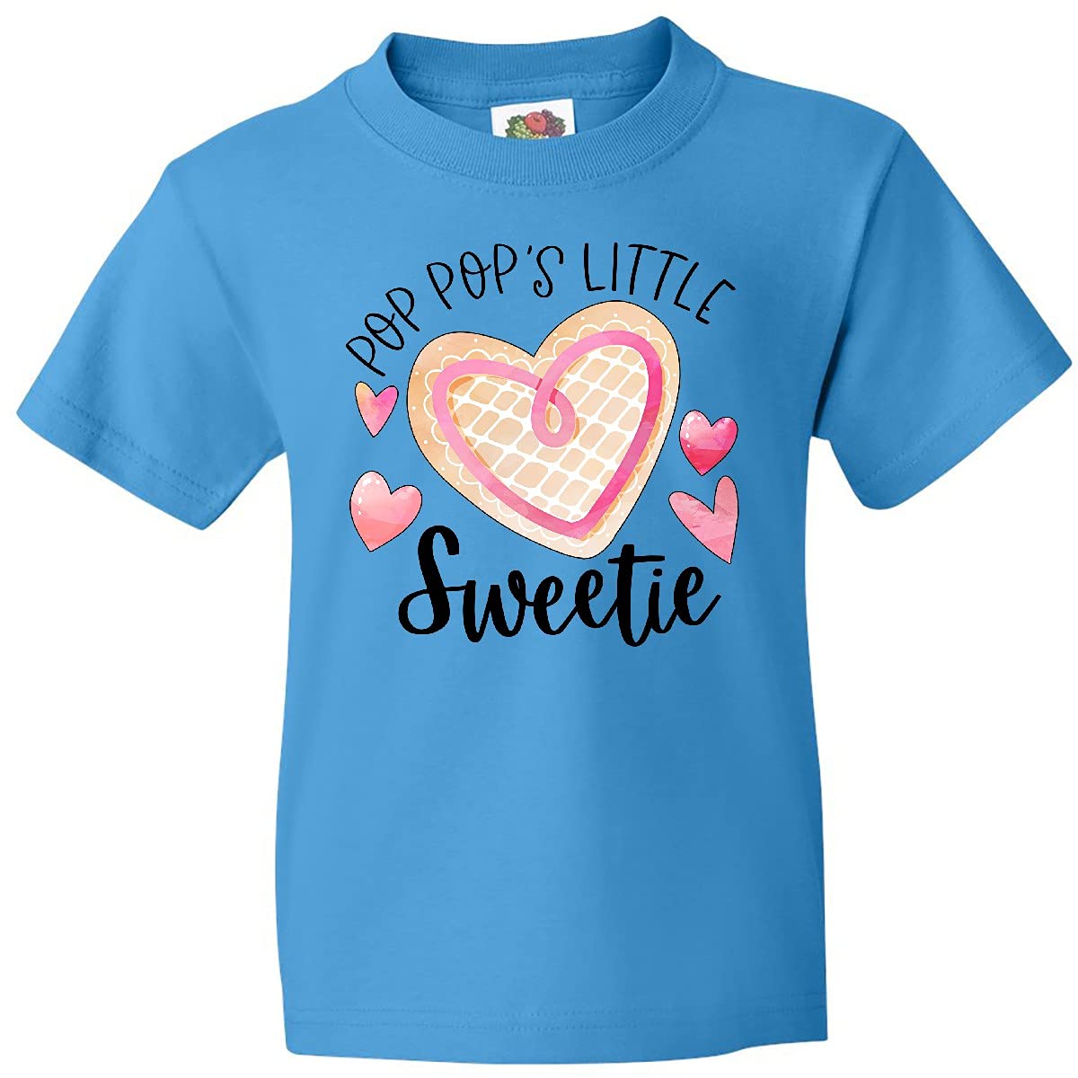 Inktastic Pop Pop's Little Sweetie Pink Heart Cookie Youth T-Shirt - Cute Valentine's Day Gift for Kids & Granddaughters