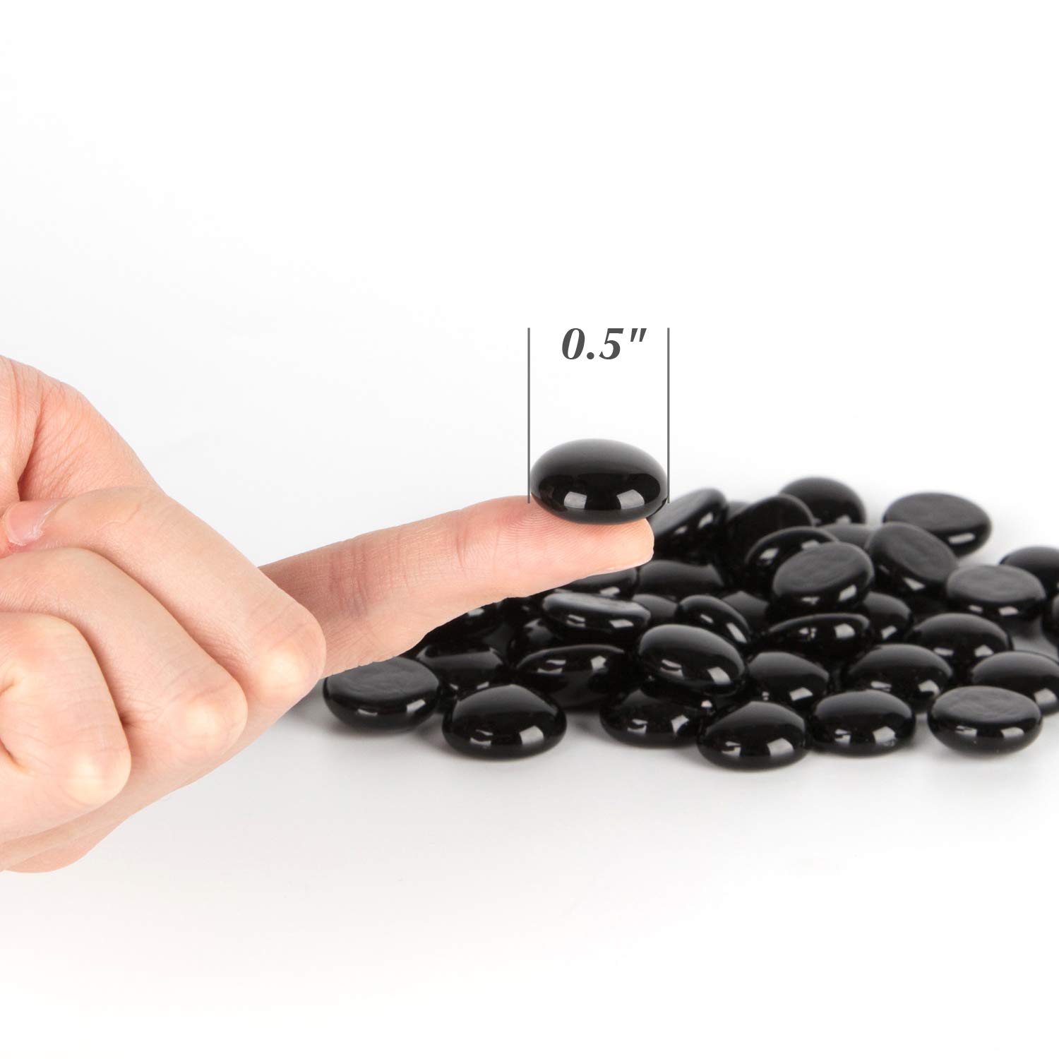 Premium WGV Flat Glass Marbles & Pebbles - 2lbs (200pcs) Black Crystal Rocks for Vase Fillers, Wedding Centerpieces, Home Decor, Aquariums & DIY Craft Projects