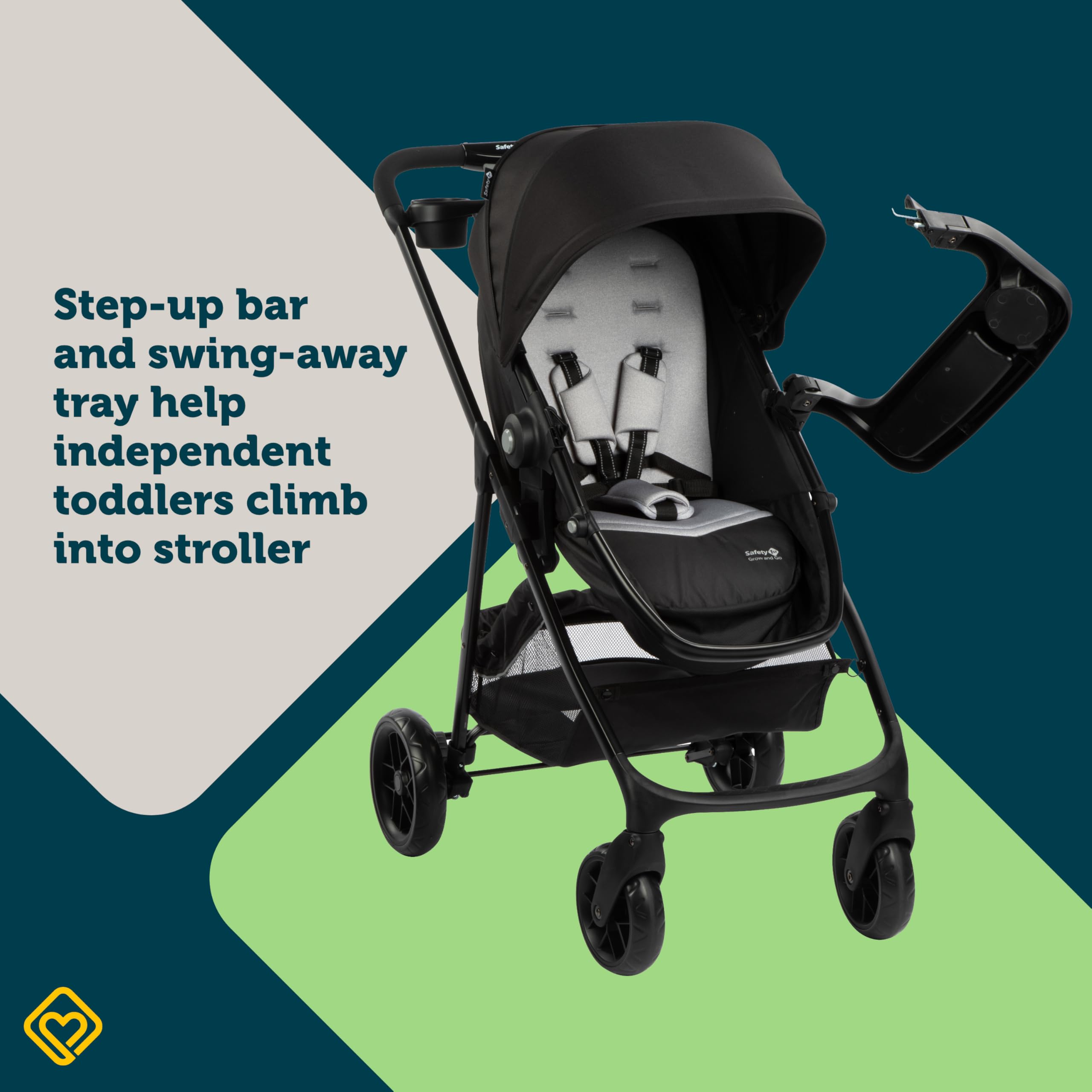 Safety 1st Grow and Go Flex 8-in-1 Convertible Car Seat & Stroller Combo for Infants 4-30 lbs | Lightweight Travel System with Adjustable Canopy & Cup Holder | Perfect for Daily Walks, Shopping & Family Outings - Forest Tide