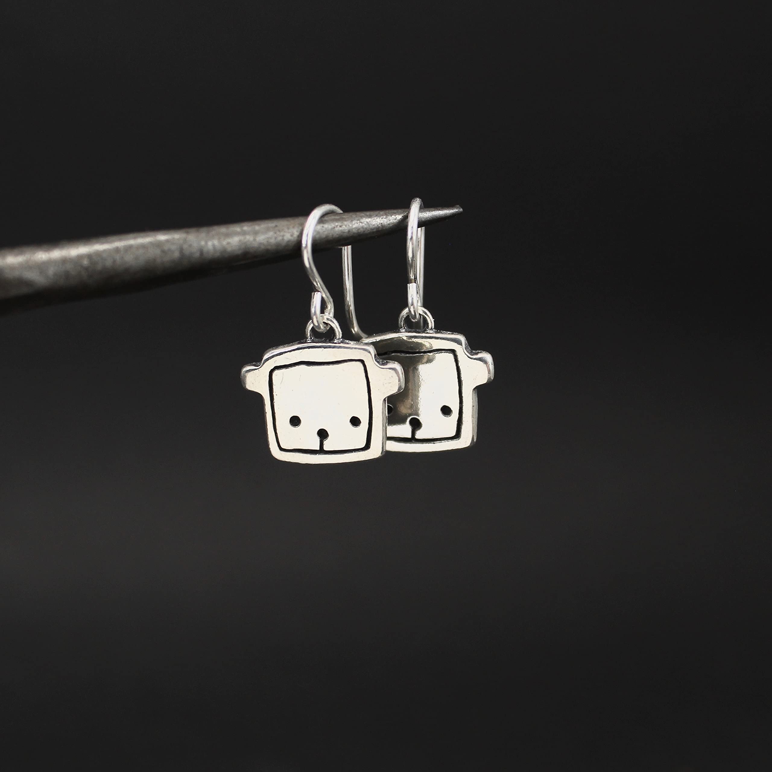 Mark Poulin Small Sterling Silver Bear Charm Earrings - 925 Silver Dangle Earrings for Women & Girls - French Hook Ear Wires - Perfect for Everyday Wear, Gifts & Special Occasions