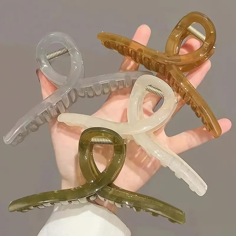 Non-Slip Jaw Claw Hair Clips for Women - 4 Pack Large Hair Clips for Thick & Curly Hair - Stylish Daily Use Hair Accessories for Work, Gym & Travel