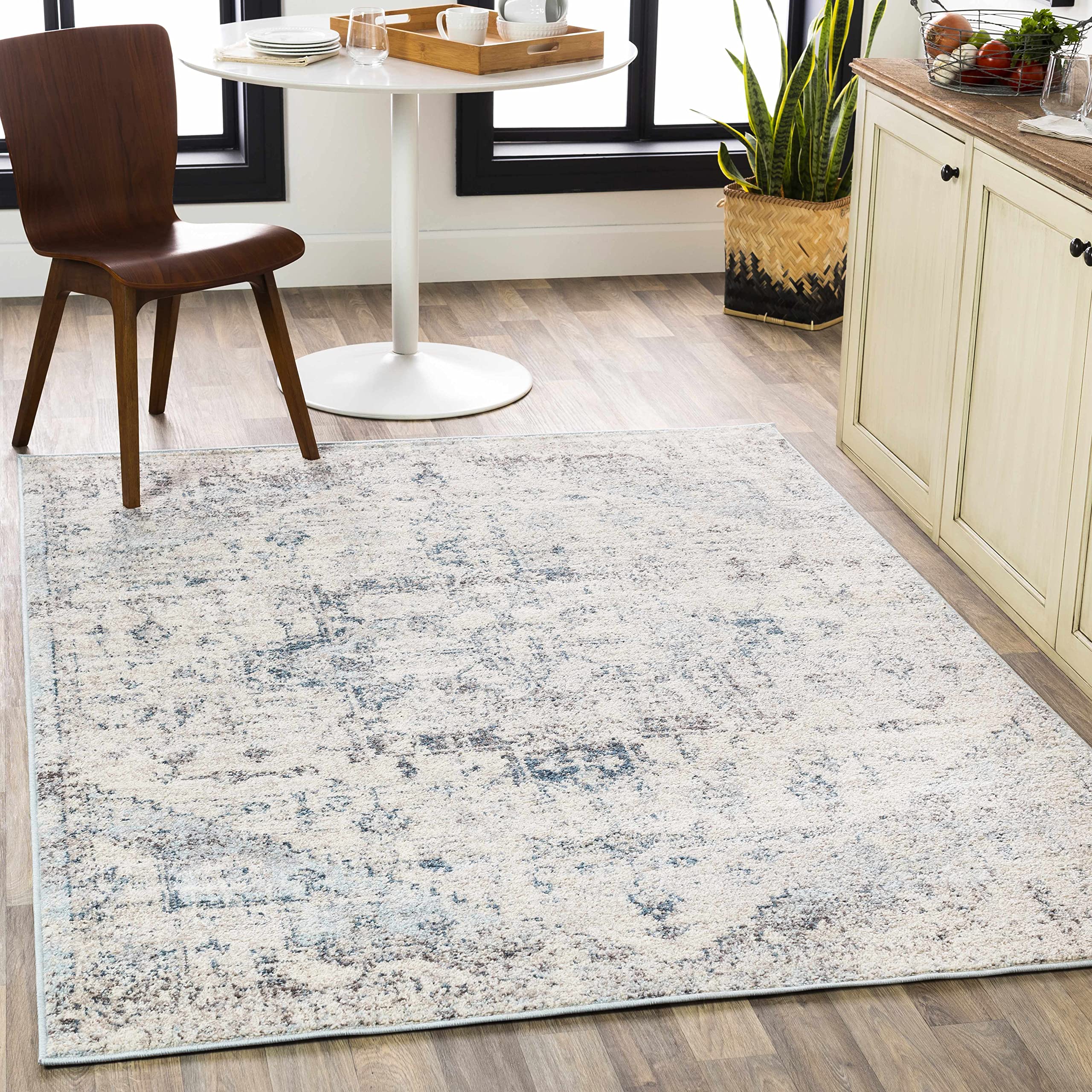 HAUTELOOM Orrick Vintage Distressed Persian Medallion Motif Area Rug - Beige 7'10