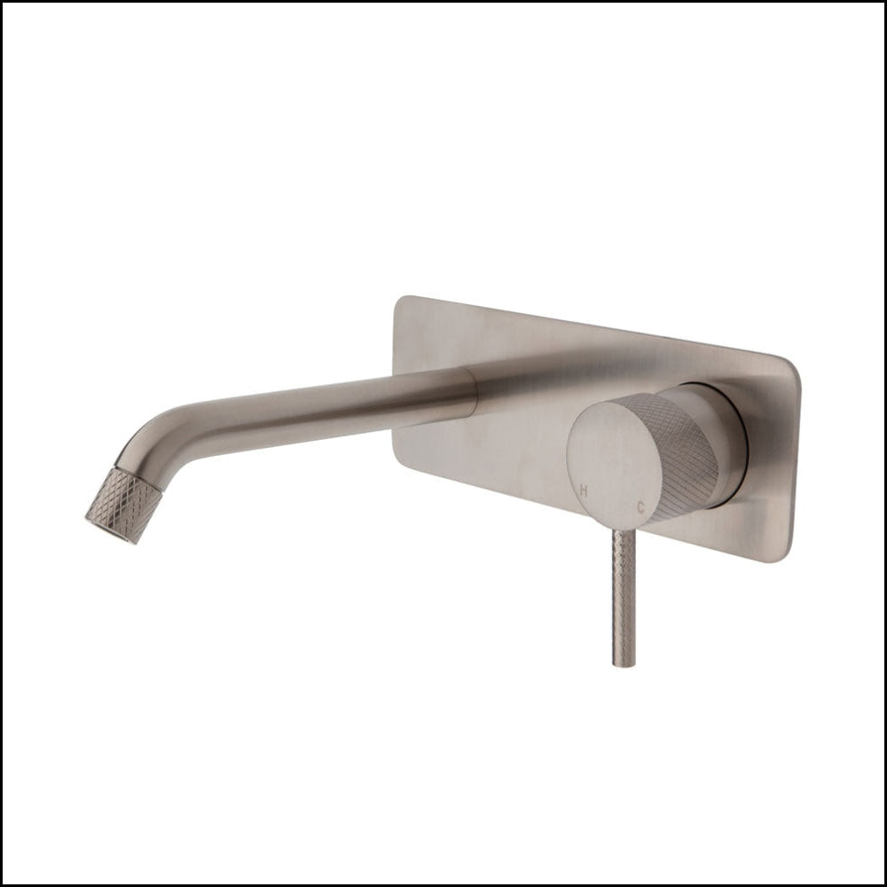 FIENZA Brushed Nickel Wall Mounted Bathroom Faucet Set with Soft Square Plate - 160mm Spout for Sink & Basin Mixer - Perfect for Modern Bathrooms & Vanities