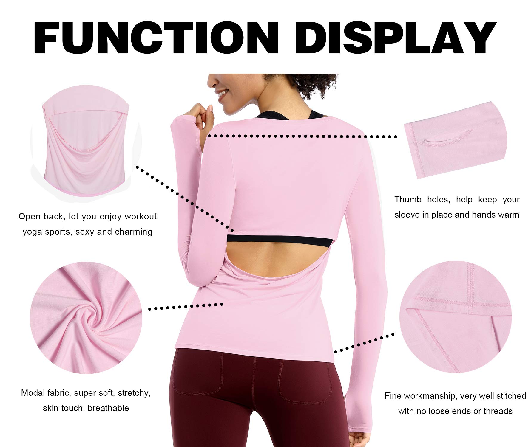 BUBBLELIME Women's Open Back Workout Shirts - Soft Breathable Athletic Yoga Tops for Gym, Running & Fitness - Comfortable Sports Shirt for Yoga, Pilates & Active Lifestyle