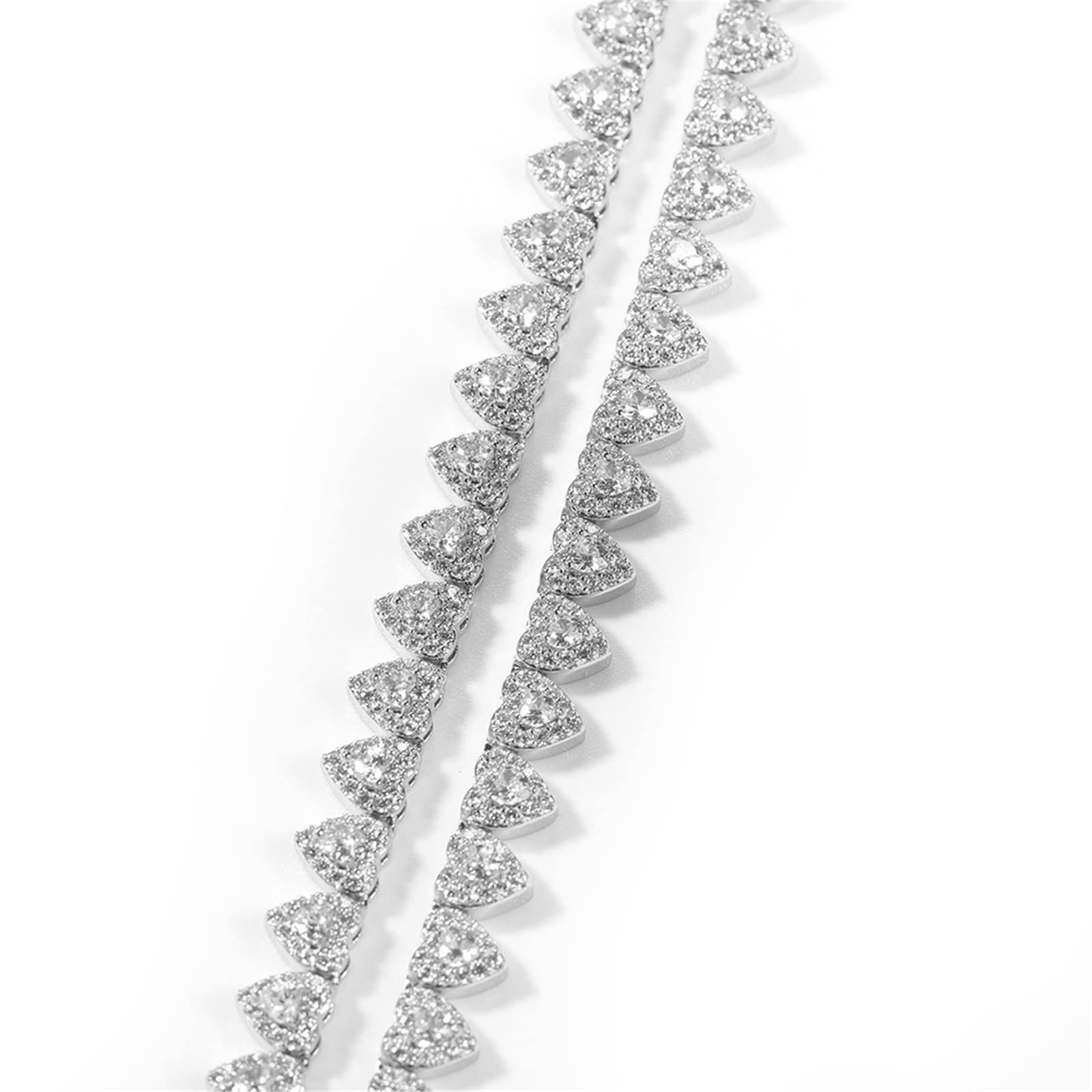Trendy Iced Out Heart-Shaped Tennis Chain Necklace - Gold Plated Hip Hop Jewelry with Sparkling Zircon Stones for Men & Women | Perfect for Parties, Date Nights & Streetwear Fashion