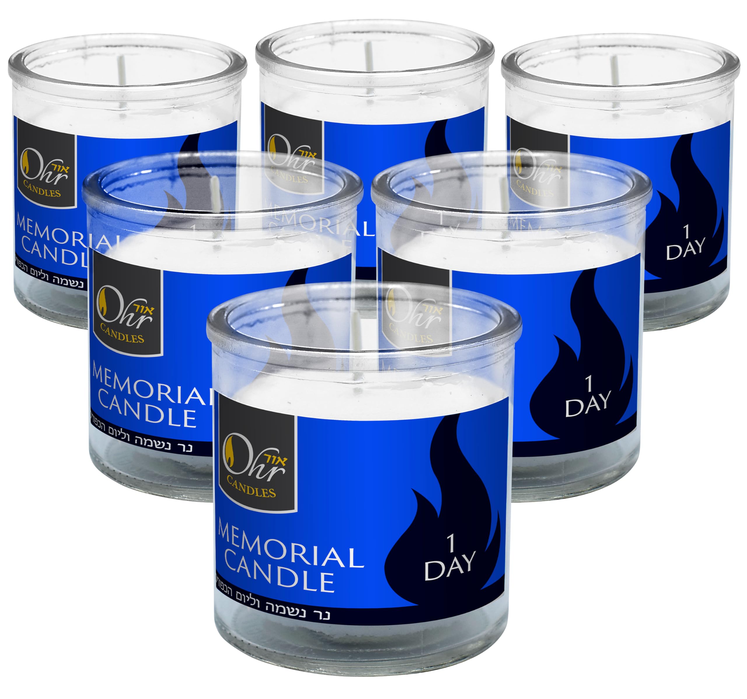 Ohr Candles 24-Hour Yahrzeit Memorial Candles - 6 Pack Glass Tumbler Jewish Candles for Yom Kippur, Shabbat & Remembrance Ceremonies - Long Burning Memorial Light for Synagogue & Home Use