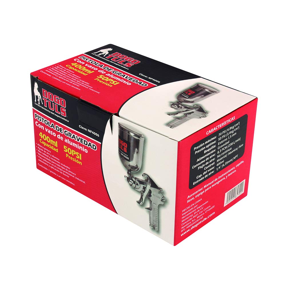 GUN GRAVITY V Aluminum 400ml Spray Gun with 50PSI Pressure - Perfect for Automotive Painting, DIY Projects & Home Renovations