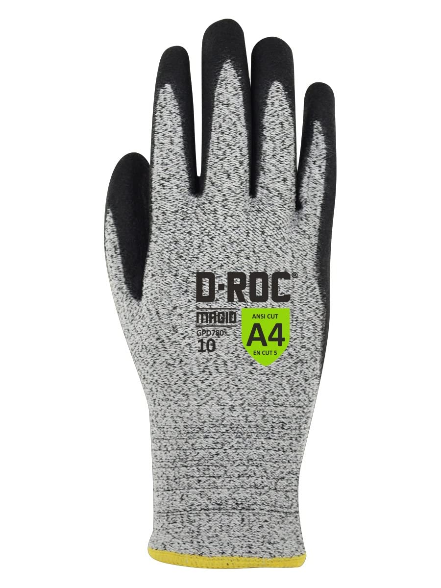 MAGID Cut Resistant Work Gloves - A4 Level Protection, Sandy Nitrile Coated (Nitrix), Size 12/XXXL, 12-Pair Pack, Reusable 10-Gauge Hyperson Shell (GPD780) - Ideal for Construction, Manufacturing, and Food Processing Safety Work