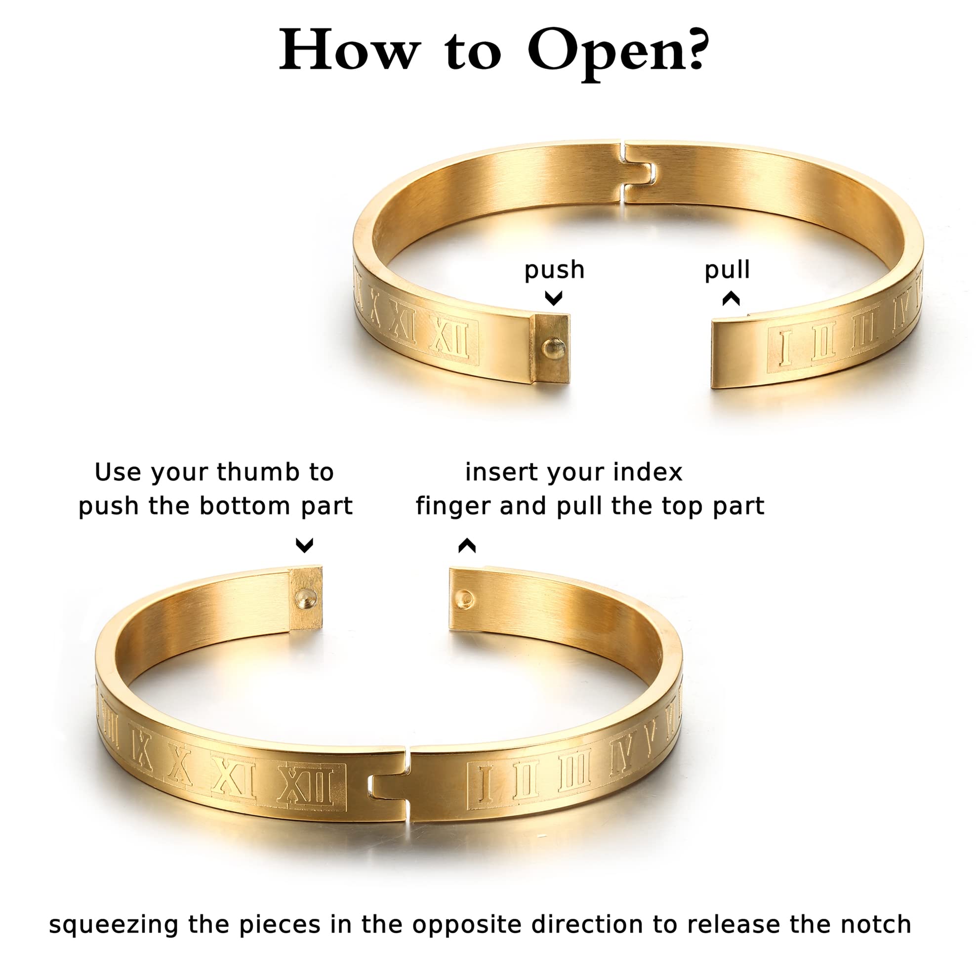 YADOCA 3Pcs Stainless Steel Bracelets for Men - Roman Numeral, Adjustable Cuff & Twisted Cable Bracelet Set in Gold/Silver/Black | Luxury Jewelry Gifts for Him | Perfect for Weddings, Anniversaries & Everyday Wear
