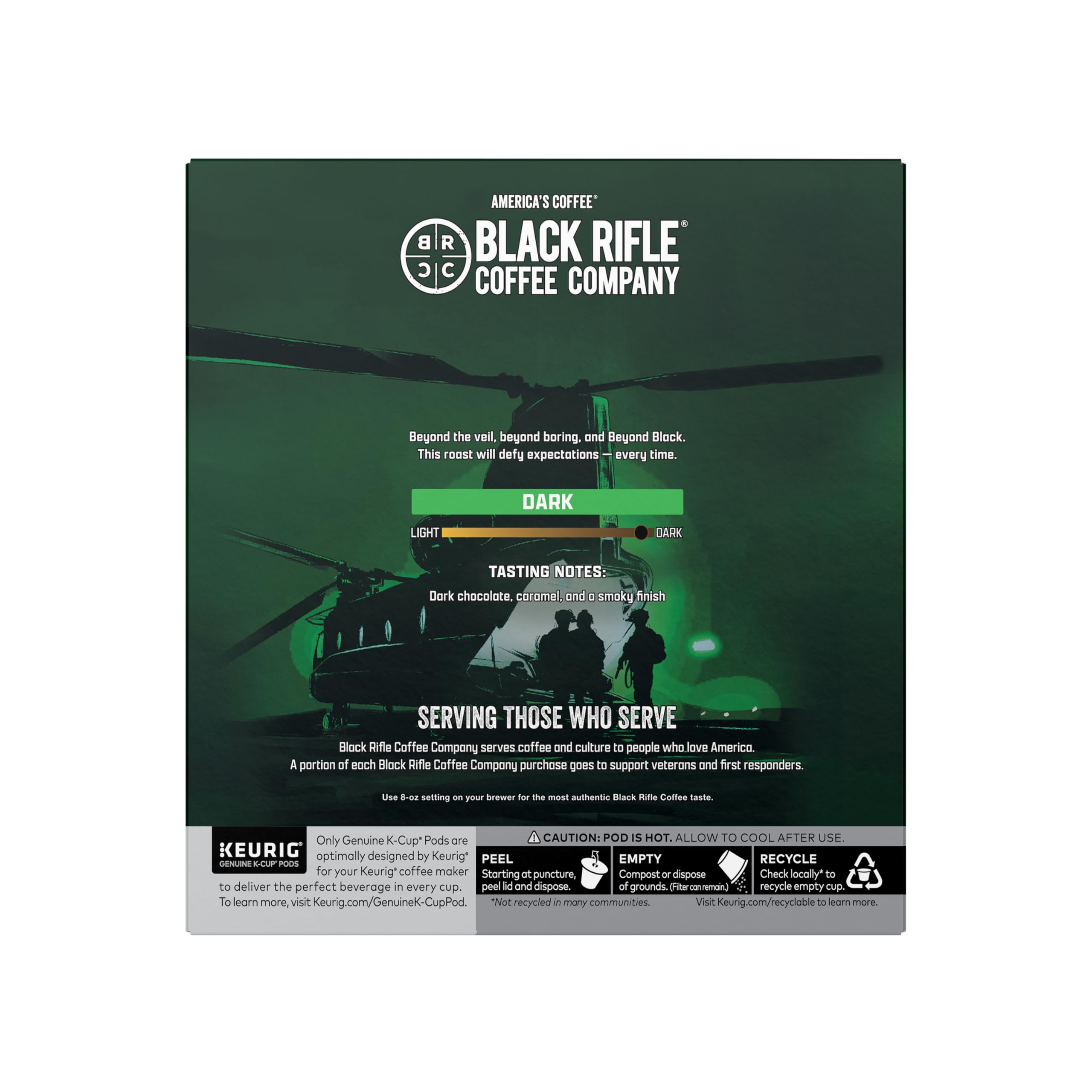 Black Rifle Coffee Company Beyond Black Dark Roast K-Cup Coffee Pods - 32 Count Single Serve Cups for Keurig Brewers | Perfect for Home, Office & Camping Use