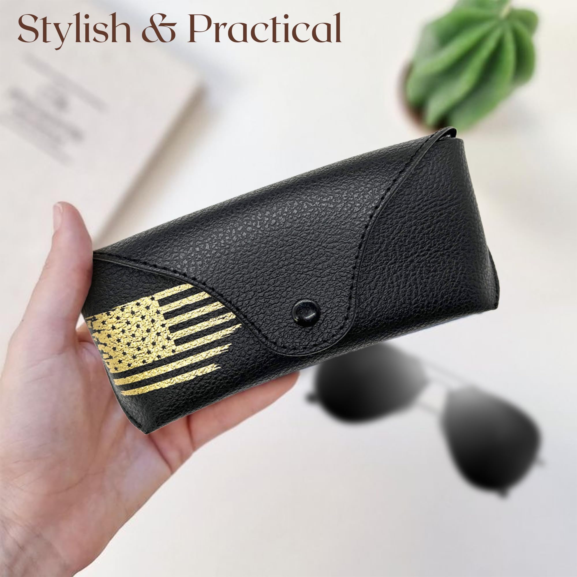 Leather Glasses Case Slim Portable Eyewear Holder for Men & Women - Perfect for Travel, Office & Daily Use