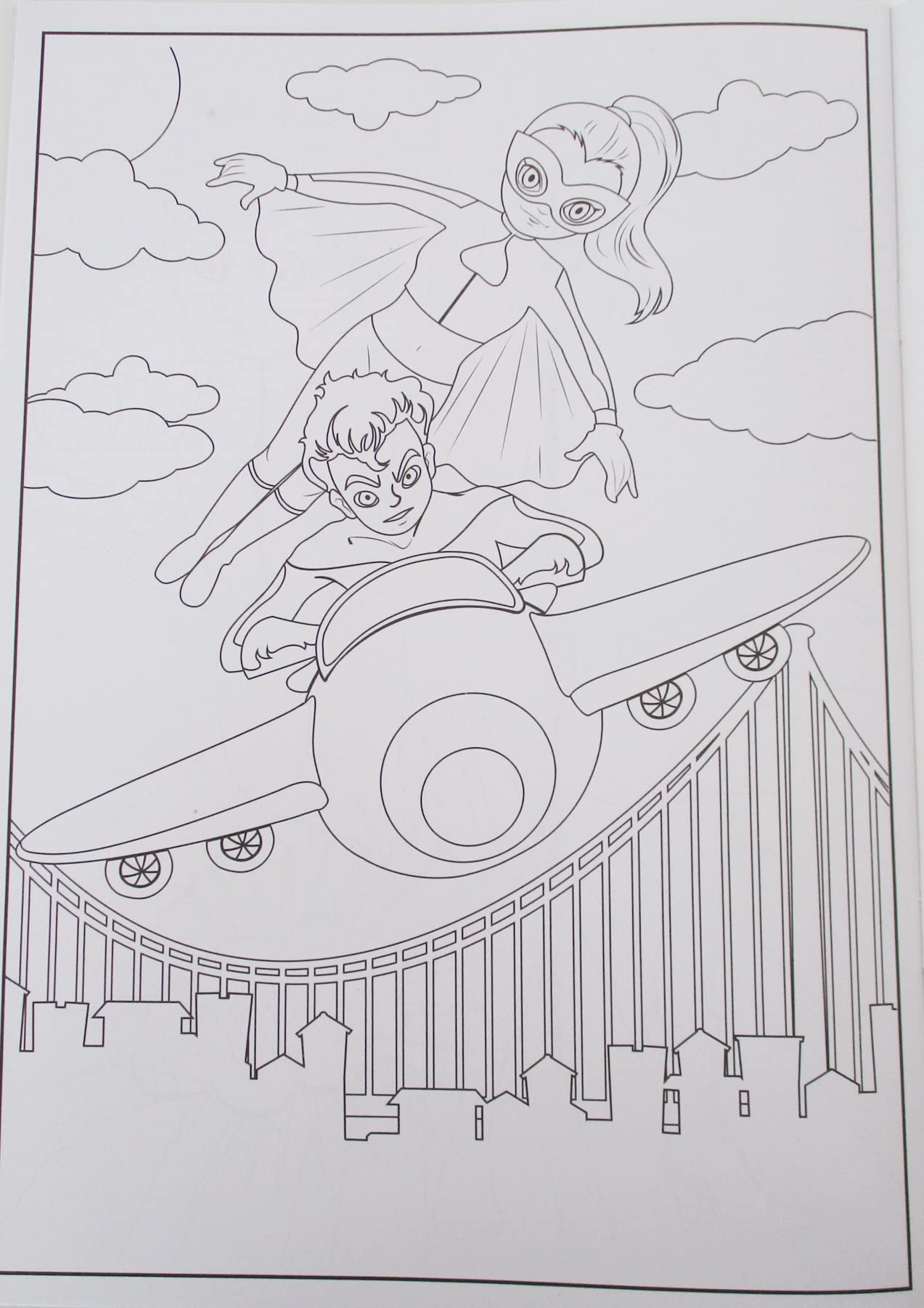 Superhero Sticker Puzzle Book - 4 Puzzles & 2 Coloring Pages for Kids' Learning Fun