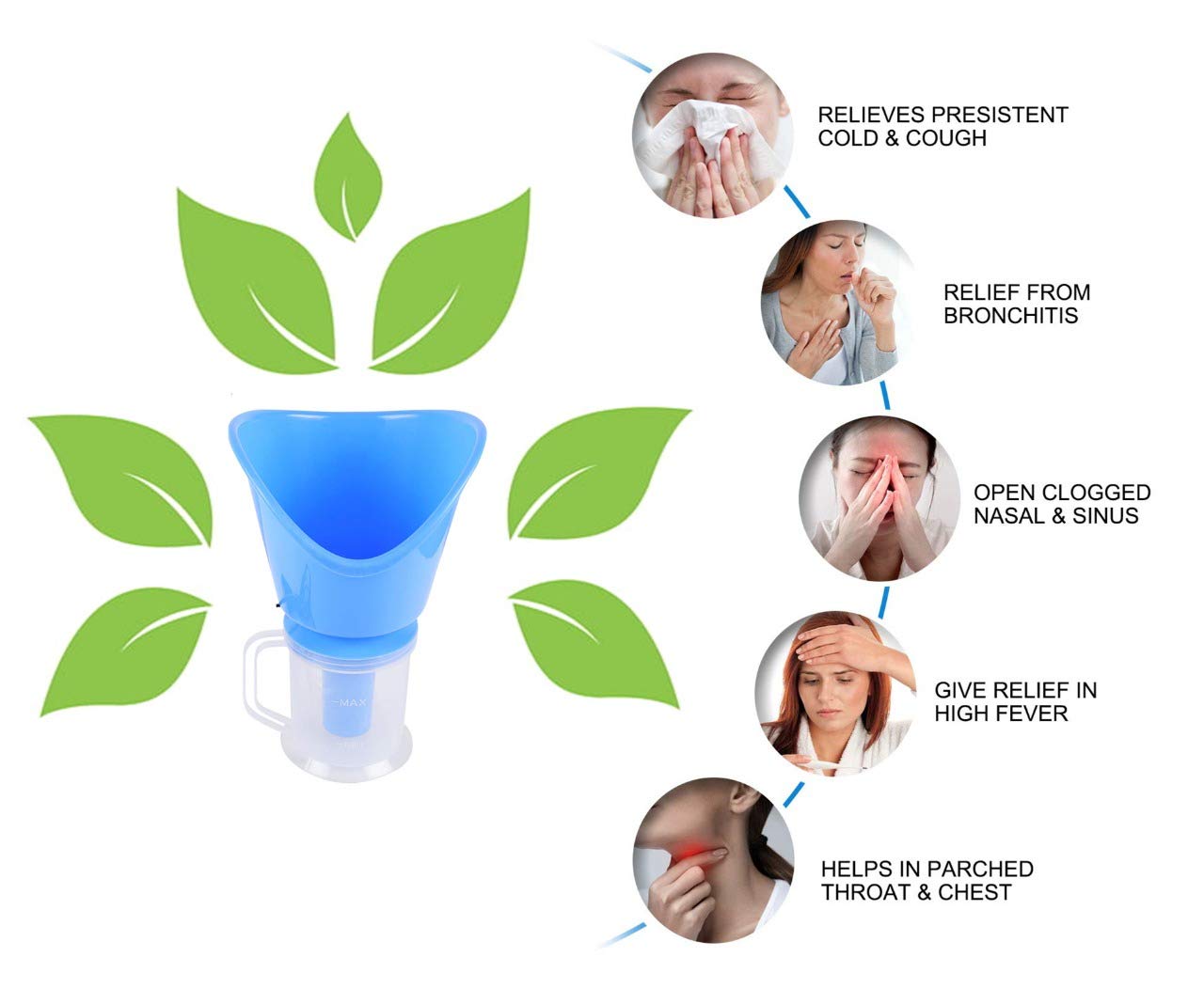 3-in-1 Tree Fit Facial Steamer & Vaporizer with Attachments - Facial Sauna, Nose Steamer & Cough Relief | Portable Home Spa Device for Skin Care & Cold Relief (Blue) | Perfect for Daily Skincare Routine & Allergy Season Comfort