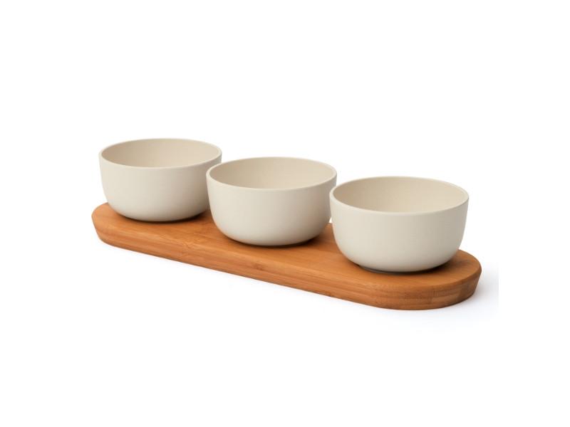 BergHOFF Leo 4-Piece Bamboo Appetizer Set, 0.29 Quart - Perfect for Serving Small Bites, Cheese, and Hors d'Oeuvres at Parties and Gatherings
