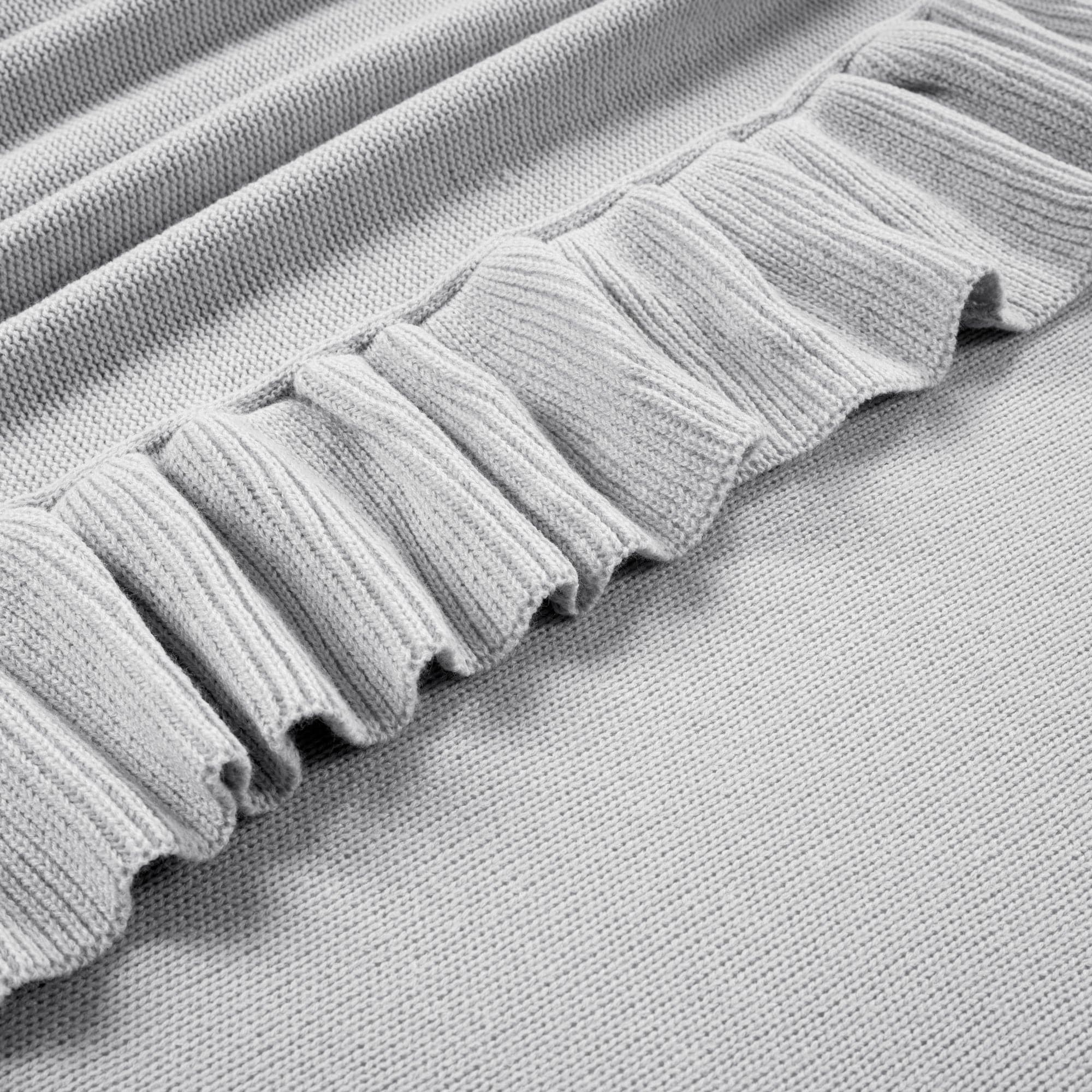 Reyna Soft Knitted Ruffle Blanket - Cozy Throw Coverlet for Bed, Couch & Nursery - Perfect for Gift, Winter Warmth & Home Decor