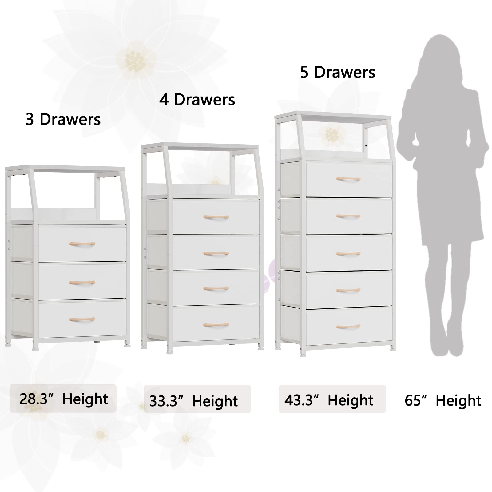 White 5-Drawer Dresser with Wood Top - Sturdy Steel Frame for Bedroom & Nursery Storage