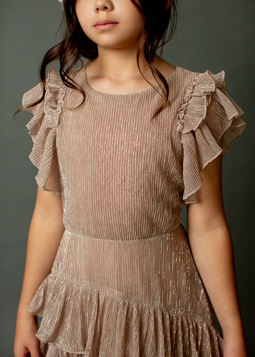 Angelina Rose Gold Dress for Women - Elegant Evening Gown for Party, Wedding & Special Occasions
