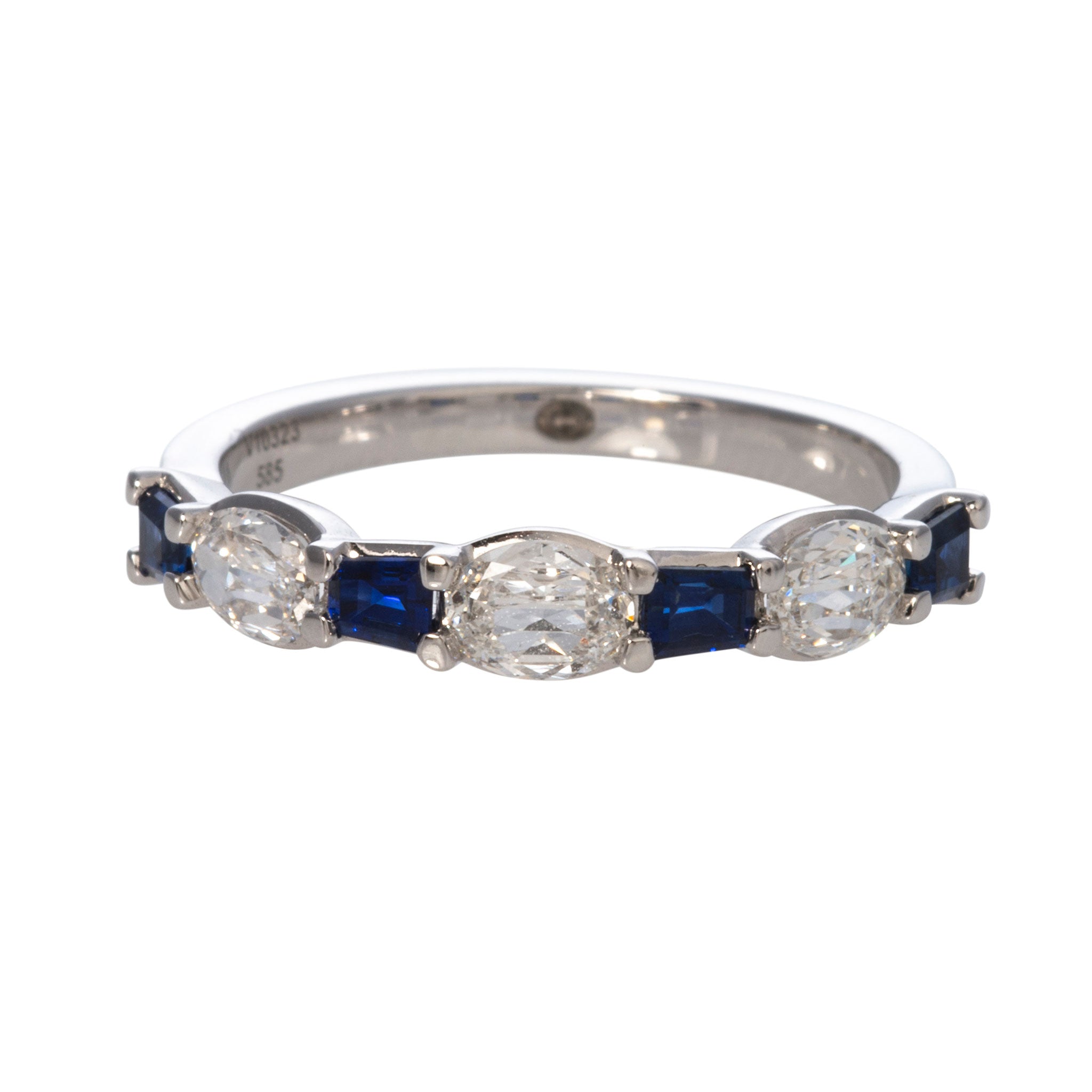 0.52ctw L’Amour Crisscut Oval & Baguette Sapphire 7 Stone Wedding Band Ring - Perfect for Engagement, Anniversary, and Special Occasion Gifts