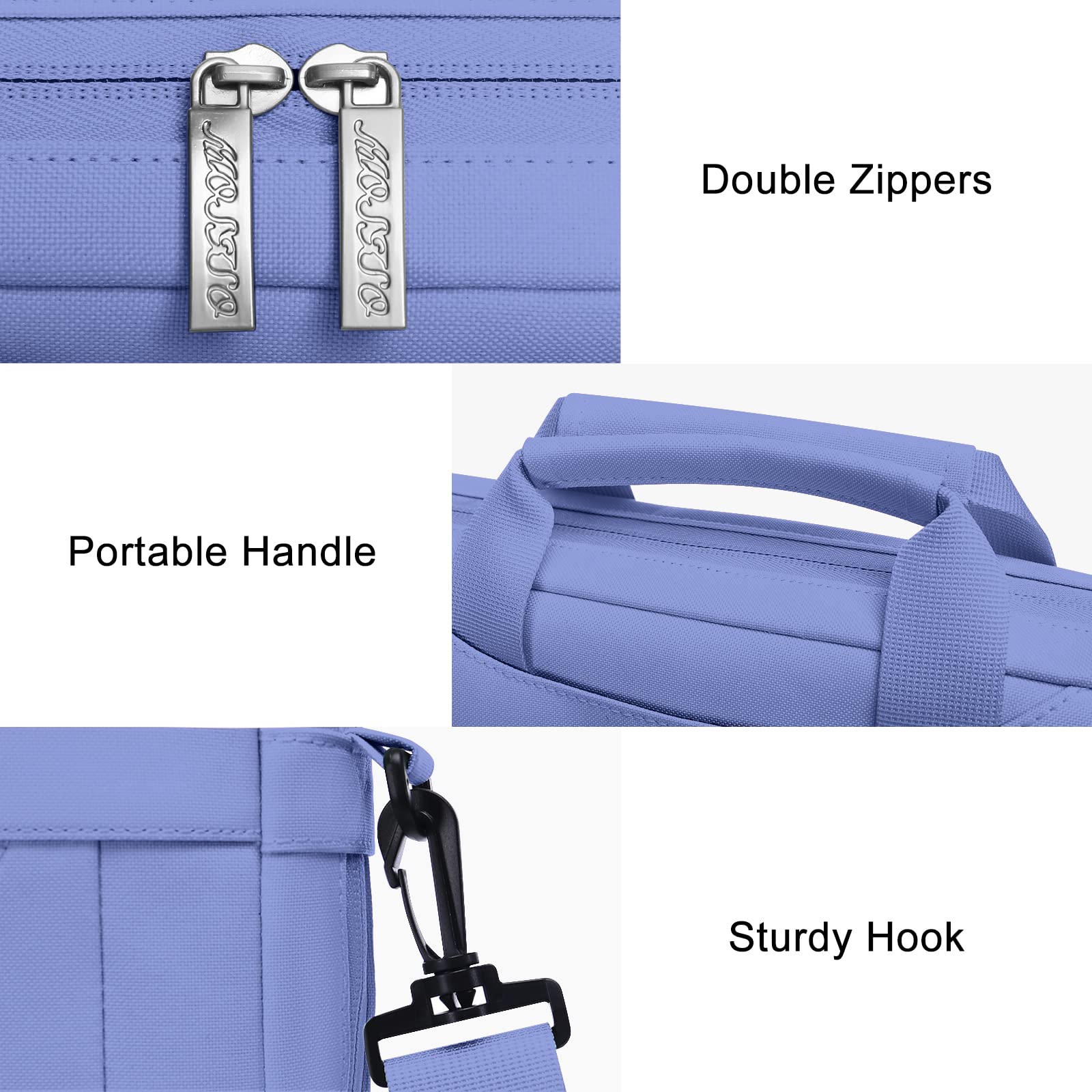 MOSISO Laptop Shoulder Bag for MacBook Air/Pro 13-13.3 inch & MacBook Pro 14 inch M1/M2/M3 (2021-2023) - Adjustable Depth Bottom, Lavender Gray - Perfect for Work, Travel & College Commute