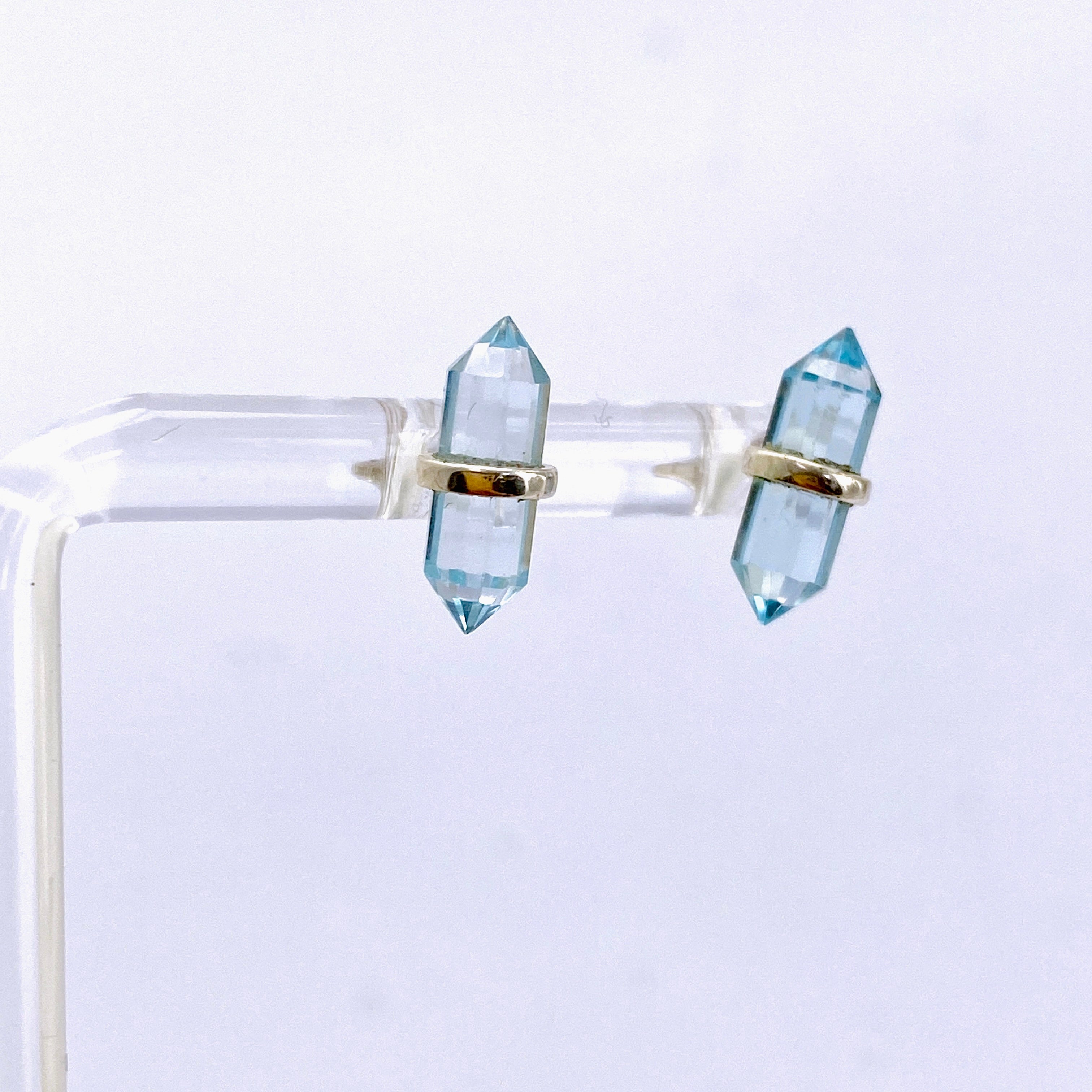 Natural Gemstone Double Point Stud Earrings PSE038 - Elegant Dainty Jewelry for Women, Gift for Her | Perfect for Parties, Weddings & Everyday Wear