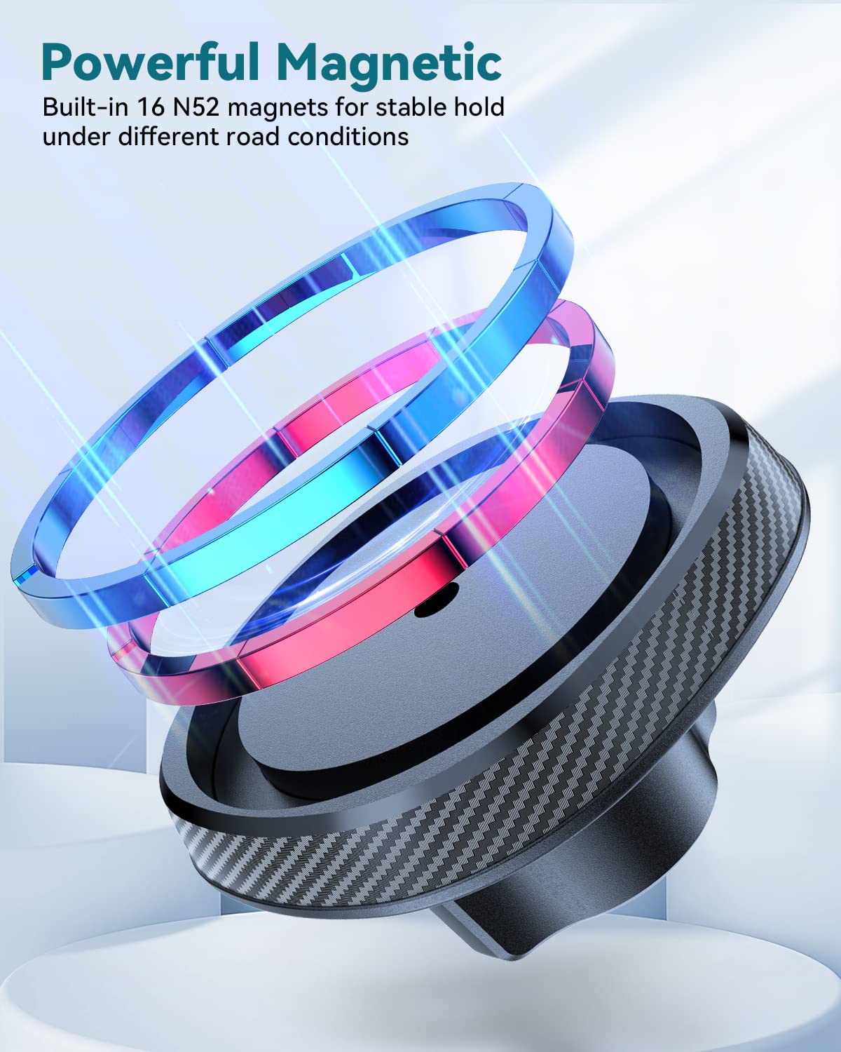 Strong Magnetic Cup Holder Phone Mount for Magsafe - Universal Car Phone Holder for Tesla, Truck & SUV - Compatible with iPhone 16/15/14/13/12 & Samsung - Perfect for Hands-Free Driving & GPS Navigation