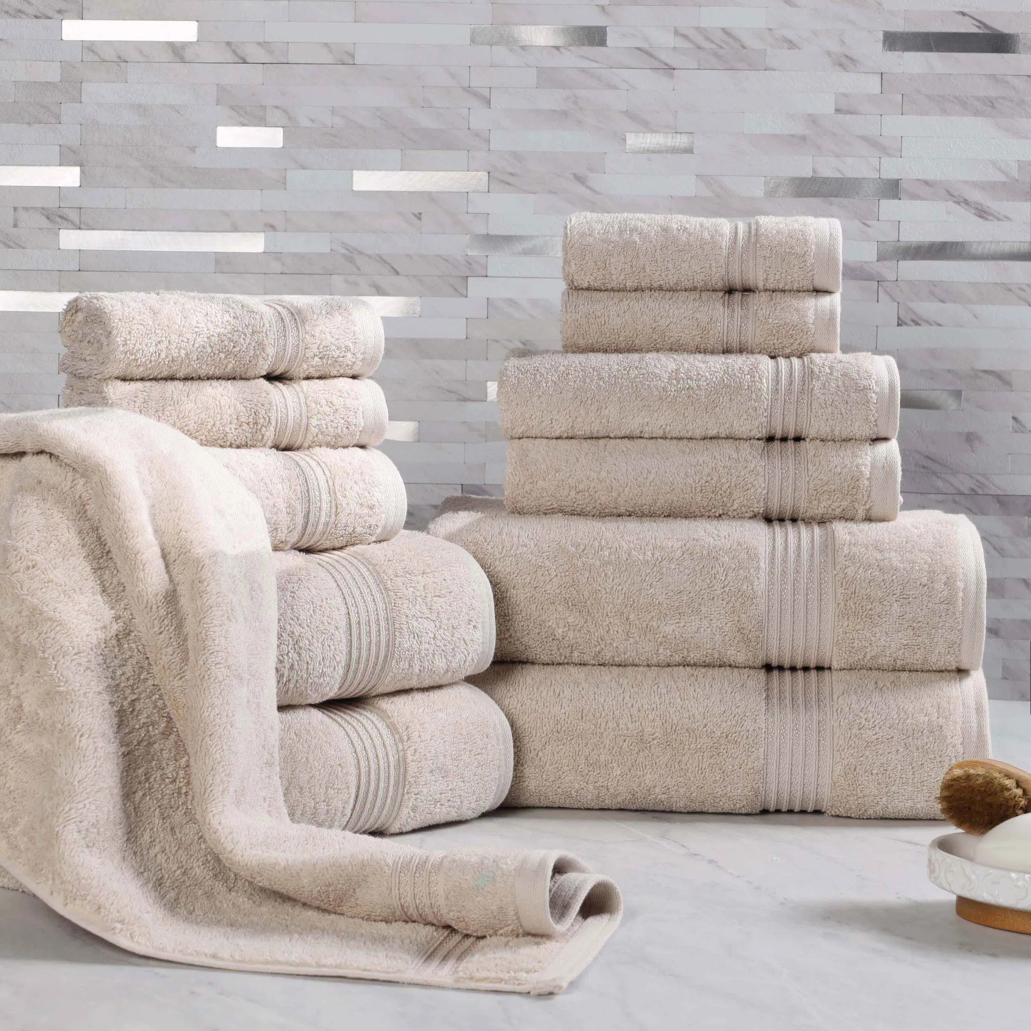 Premium 12-Piece Egyptian Cotton Towel Set - Ultra Soft, Highly Absorbent Bath & Beach Towels for Luxury Spa, Hotel, and Home Use