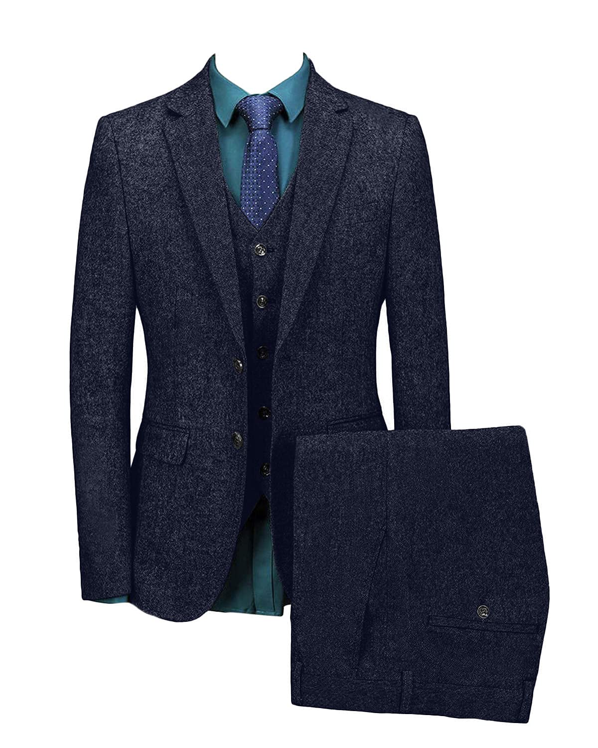 Wemaliyzd Men's 3-Piece Wool Business Suit - Single Breasted Vest & Separate Pants for Professional Office Wear, Interviews & Formal Events