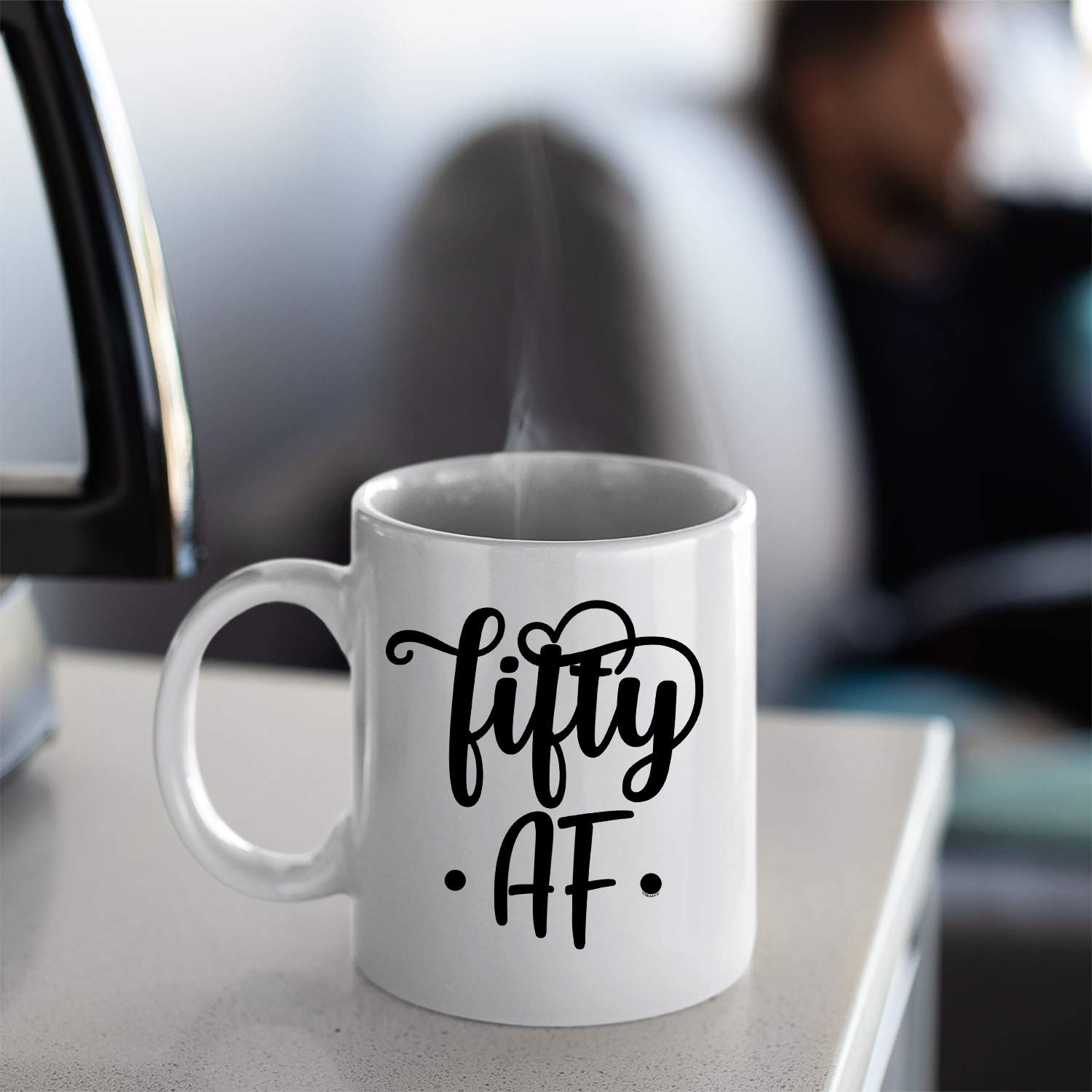 Veracco Fifty AF 50th Birthday Ceramic Coffee Mug - Funny 'Fifty and Fabulous' Gift for Men & Women - 15oz White Ceramic Cup - Perfect for Office, Home & Retirement Celebrations