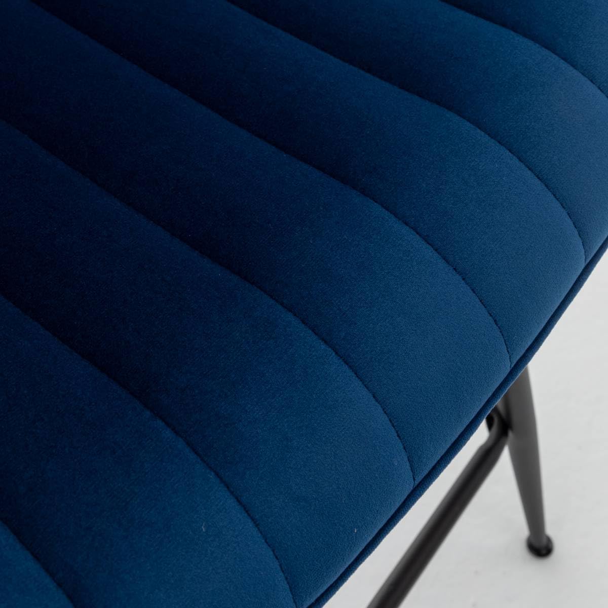 Luxury Bar Stools Set of 2 - 24 Inch Counter Height Upholstered Velvet Barstools for Kitchen Island, Home Bar & Pub | Blue Velvet Bar Chairs for Dining, Entertaining & Modern Decor