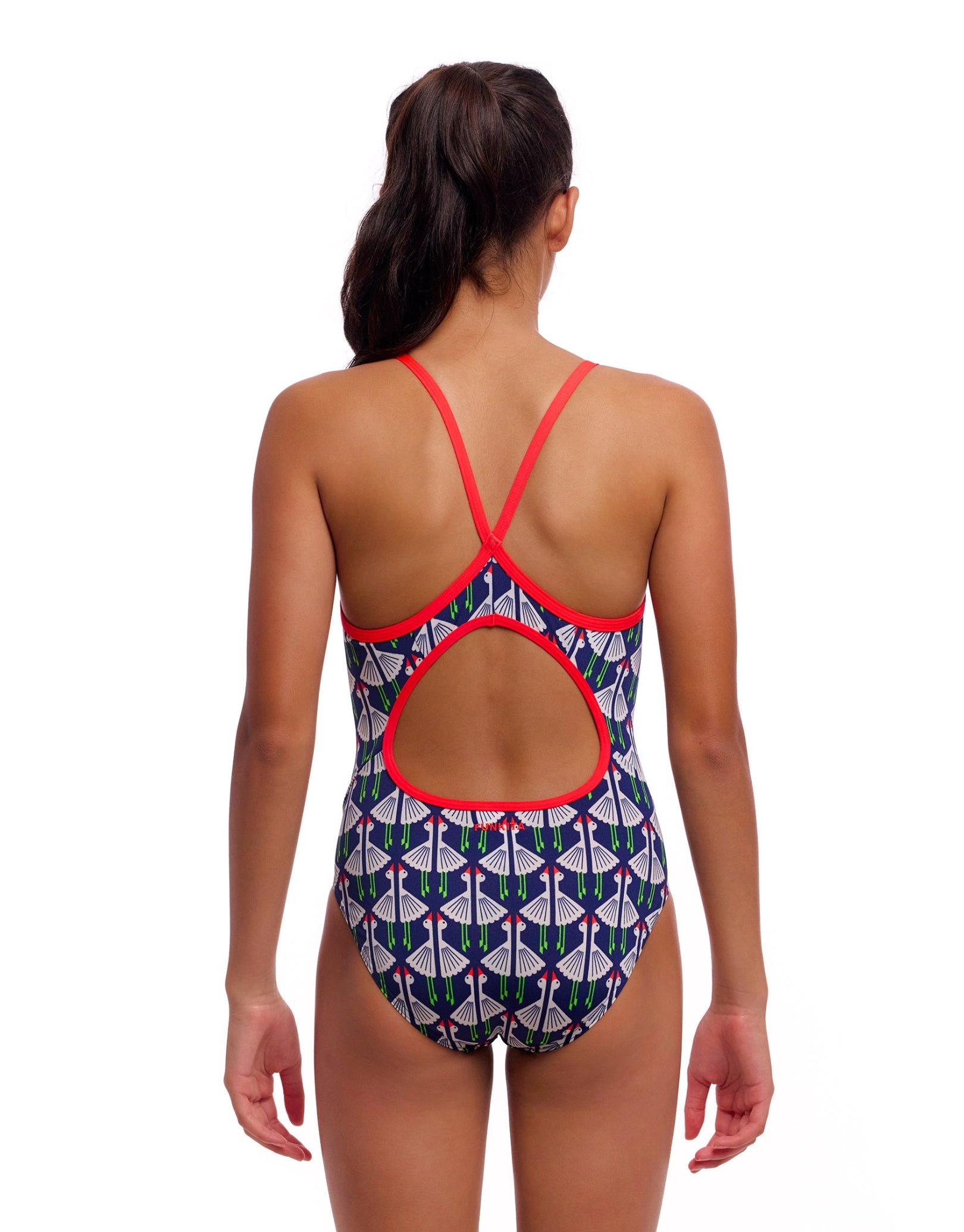 Girls' Sitting Duck Diamond Back Swimsuit - Navy & White Two-Tone Design for Summer Beach, Pool Party & Water Activities