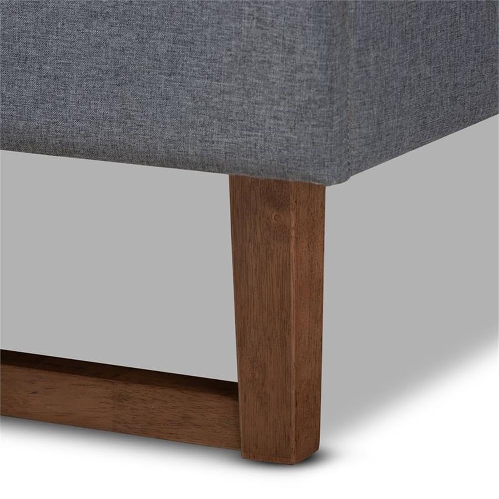 Baxton Studio Liliya Mid-Century Modern Queen Platform Bed - Dark Gray Wood & Fabric Upholstered Frame - Perfect for Contemporary Bedrooms & Guest Rooms