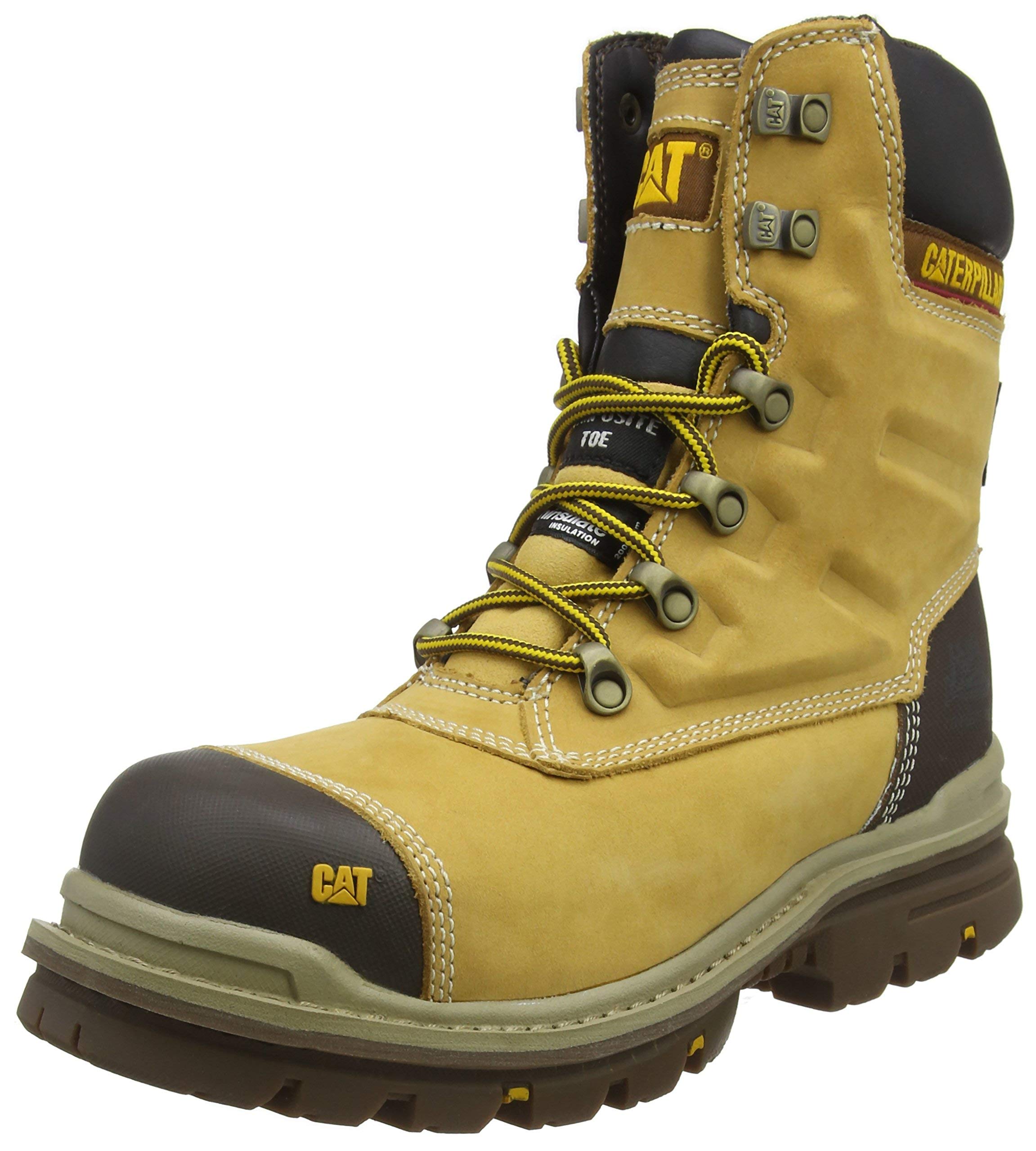CAT Caterpillar Men's Premier Safety Work Boots - Honey UK Size 9 - Steel Toe, Slip Resistant, Electrical Hazard Protection - Ideal for Construction, Warehouse & Industrial Work