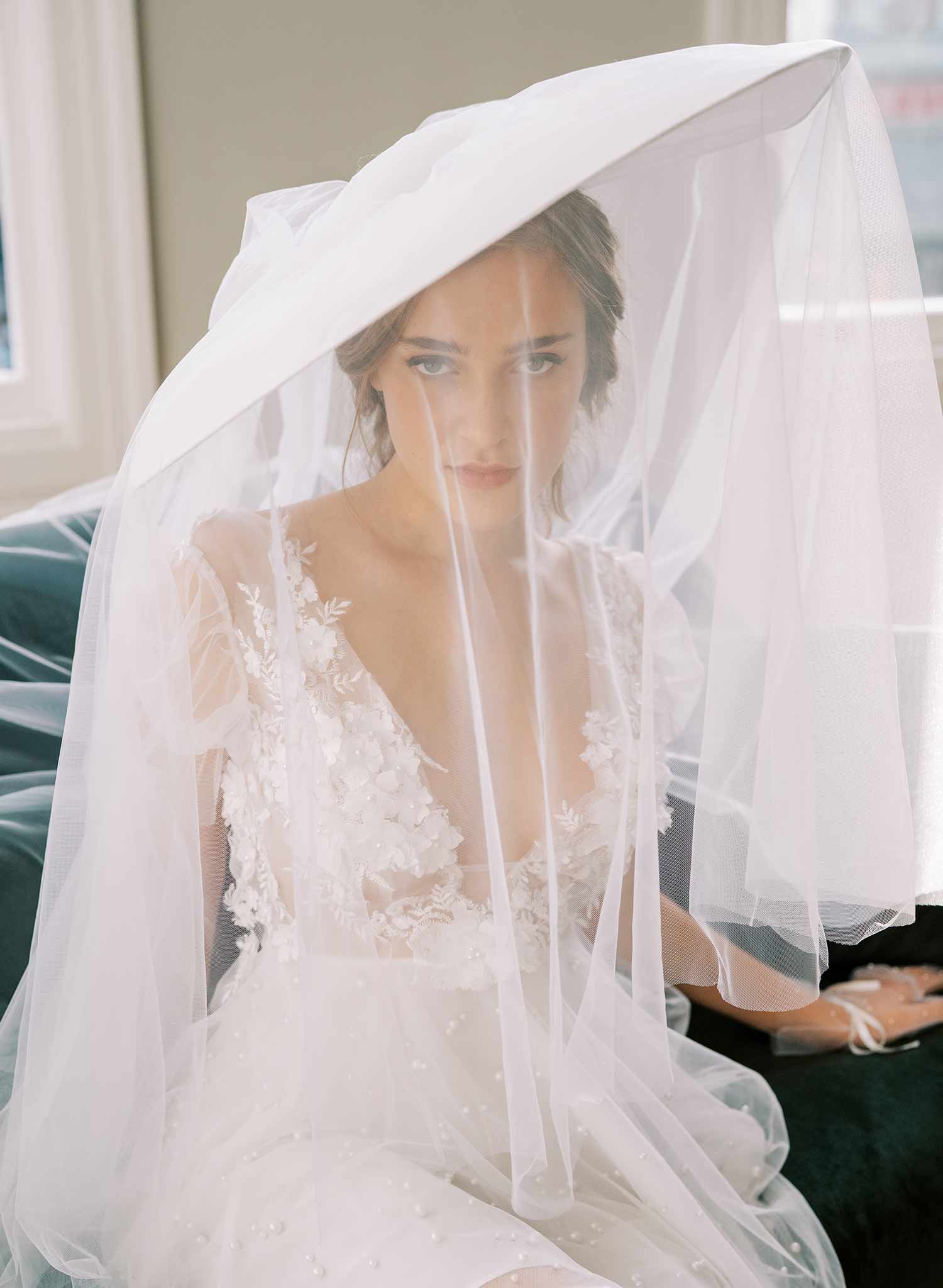 Dream Cloud Bridal Hat with Veil - Elegant Wedding Headpiece Style #2456 | Perfect for Bridal Showers, Ceremonies & Photo Shoots