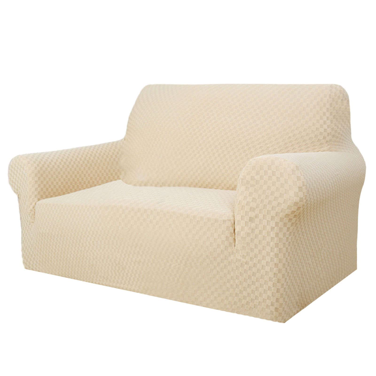 Jacquard Washable Stretch Sofa Slipcover - Scratch Resistant Elastic Sofa Cover for Pets & Kids - 3 Seater Couch Cover for Living Room (Beige, Medium) | Perfect for Pet Owners, Families with Children & Home Decor