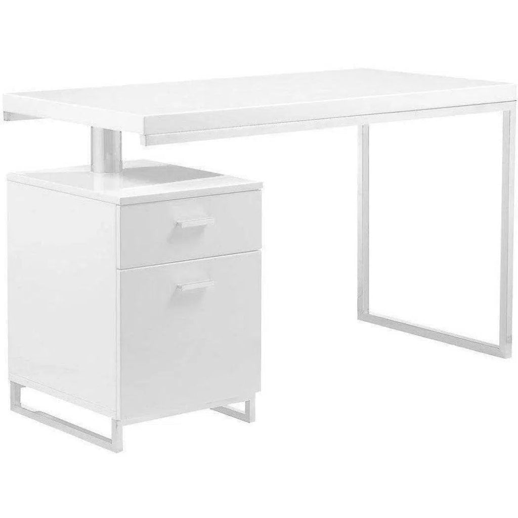51 Inch White Modern Executive Desk - Home Office & Business Workstation for Professionals & Remote Workers