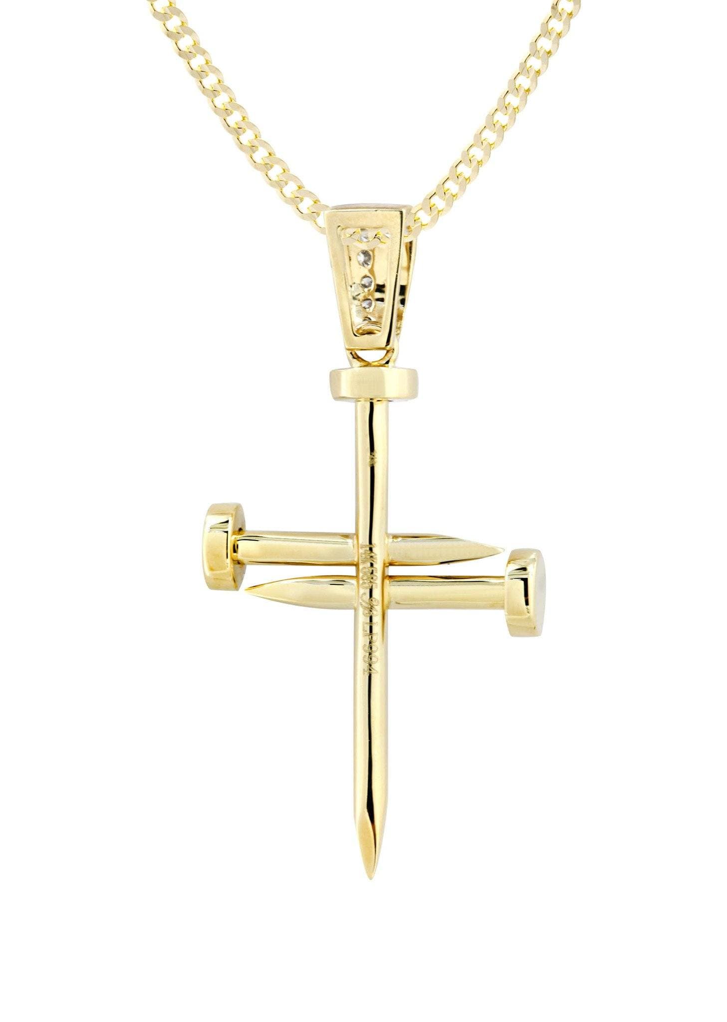 14K Yellow Gold Diamond Cross Pendant Necklace - 0.59 Carat Dainty Religious Jewelry for Women, Perfect for Baptism, Confirmation & Everyday Elegance