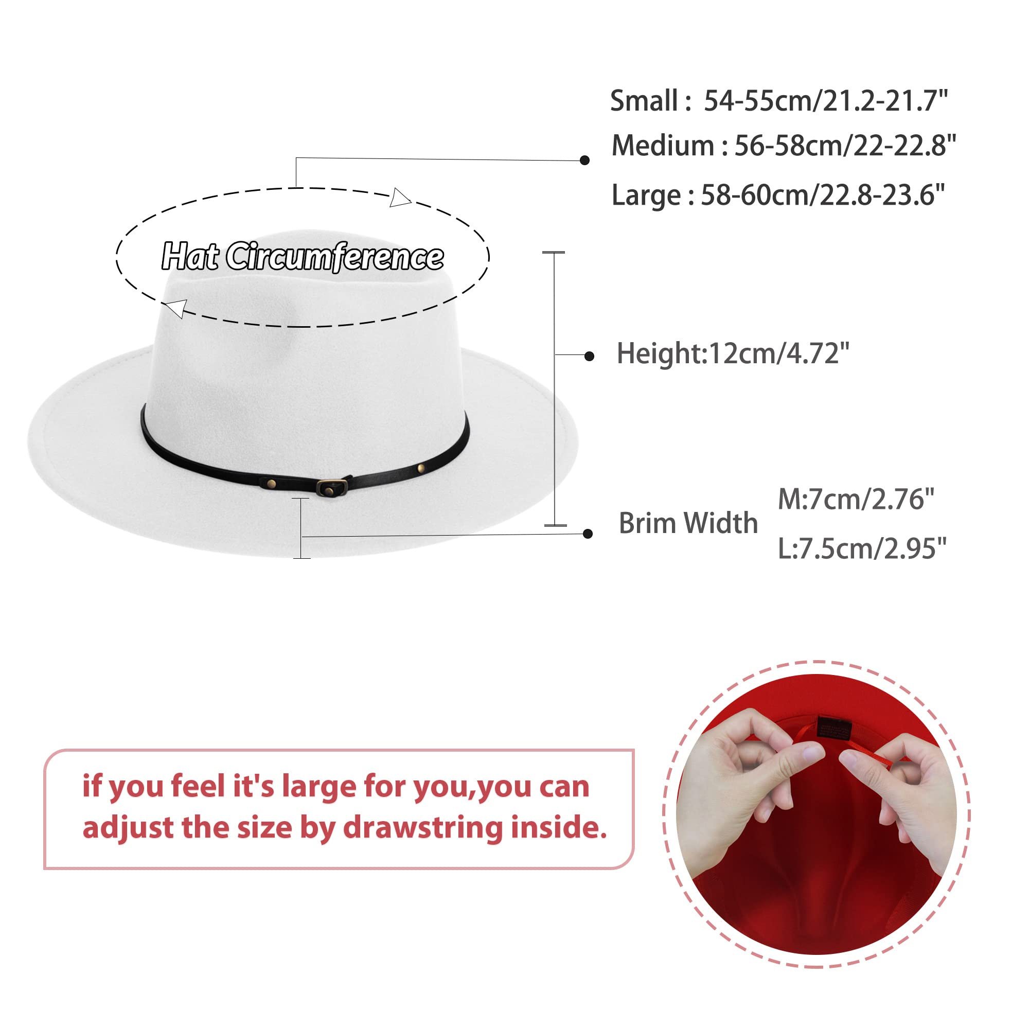 Stylish Fedora Hats for Men & Women - Wide Brim Felt Dress Hat with Belt Buckle | Classic Panama Hat for Outdoor Events, Weddings & Fashion Accessories