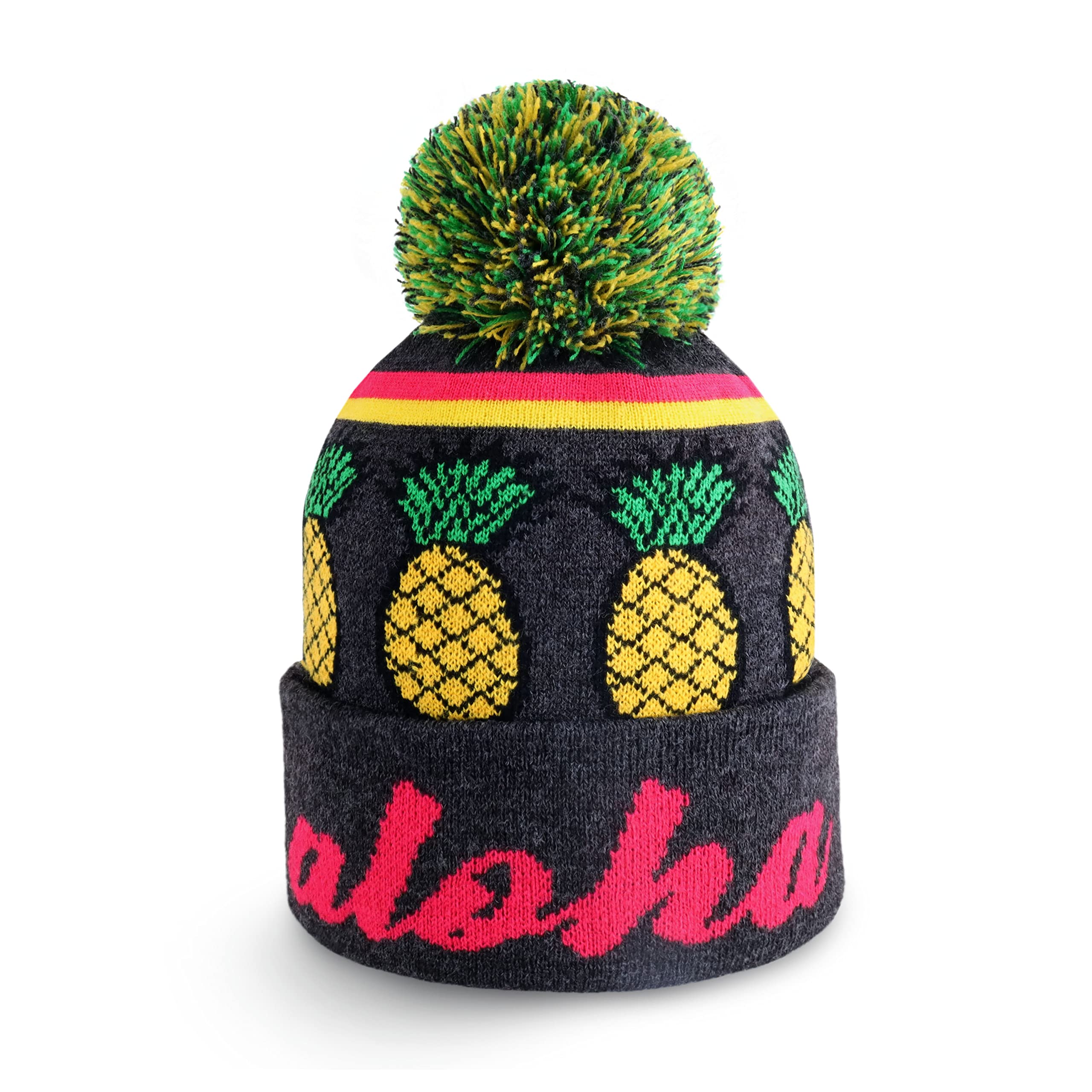 Skully Pom Pom Knit Hats - Winter Warm Beanie for Men & Women - Colorful Outdoor Fun Design - Perfect for Skiing, Snowboarding & Winter Fashion