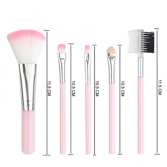 Beambox 5-Piece Professional Makeup Brush Set - Synthetic Bristles, Foundation Brush, Eyeshadow Brush, Highlighter Brush, Eyebrow Brush & Lip Brush - Perfect for Daily Makeup, Travel & Professional Use