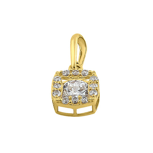 14K Solid Yellow Gold Round Halo CZ Pendant Necklace for Women - Elegant Cubic Zirconia Jewelry Gift for Birthday, Anniversary & Special Occasions