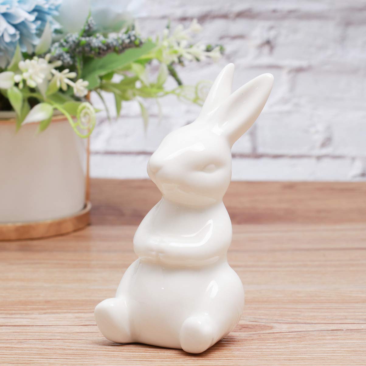 White Ceramic Bunny Rabbit Statue - Mini Animal Figurine for Home Decor, Desktop Decoration, Bedroom & Living Room Accent - Perfect for Easter Decor, Spring Centerpiece, and Gift Giving