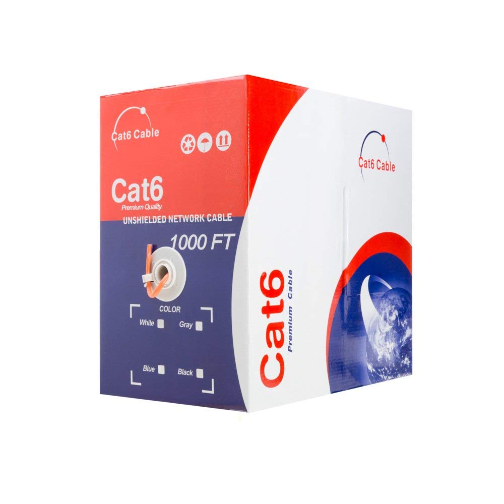 CAT6 1000ft UTP Orange Ethernet Solid Cable - 550Mhz 23AWG LAN Network Wire Bulk (Orange) - Perfect for Office Networking, Home Internet Setup & Data Center Installations