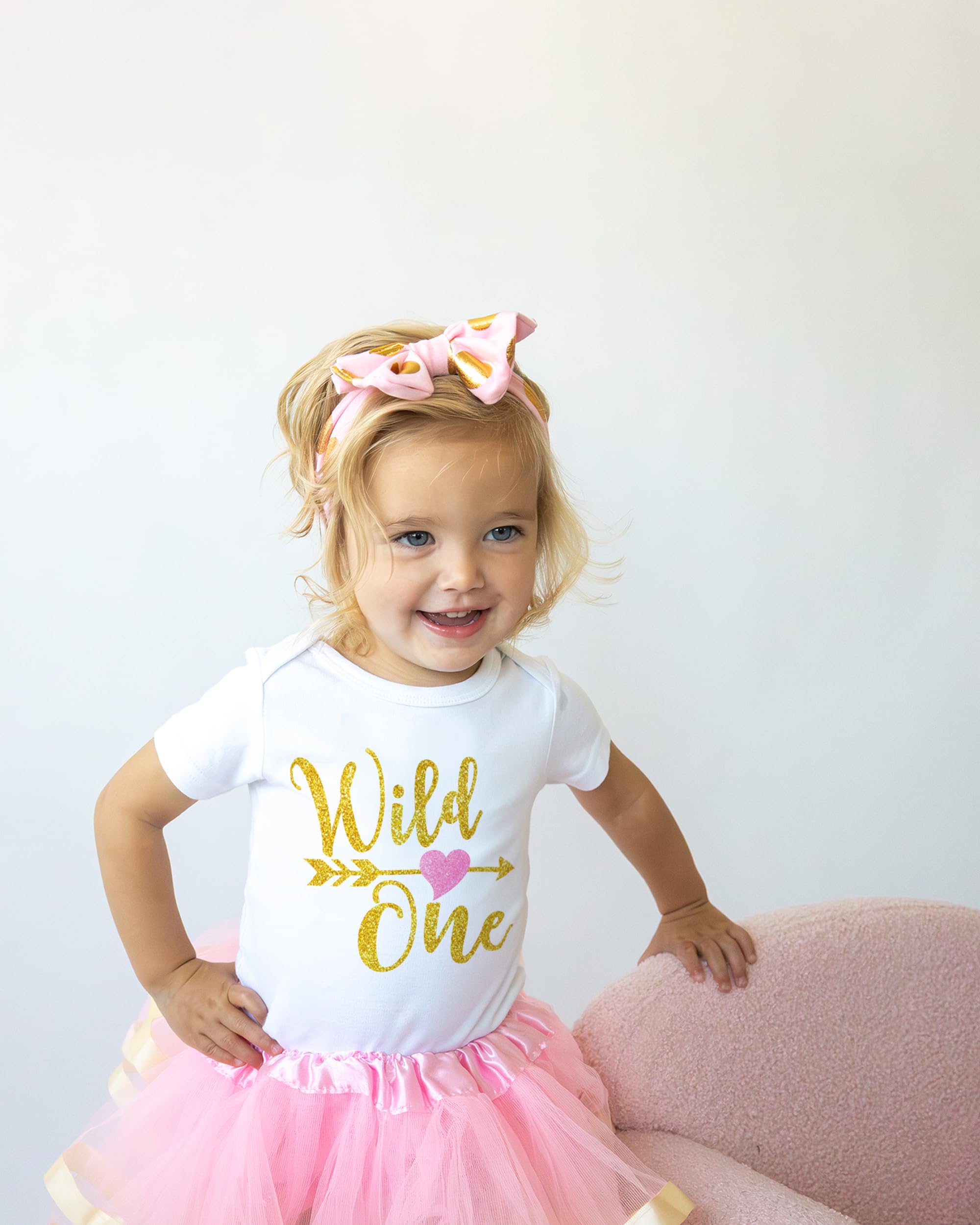 Luke and Lulu Wild One 1st Birthday Outfit for Girls - Leopard Print & Pink Gold Tutu Dress - Perfect for First Birthday Photos, Party Celebrations & Special Occasions