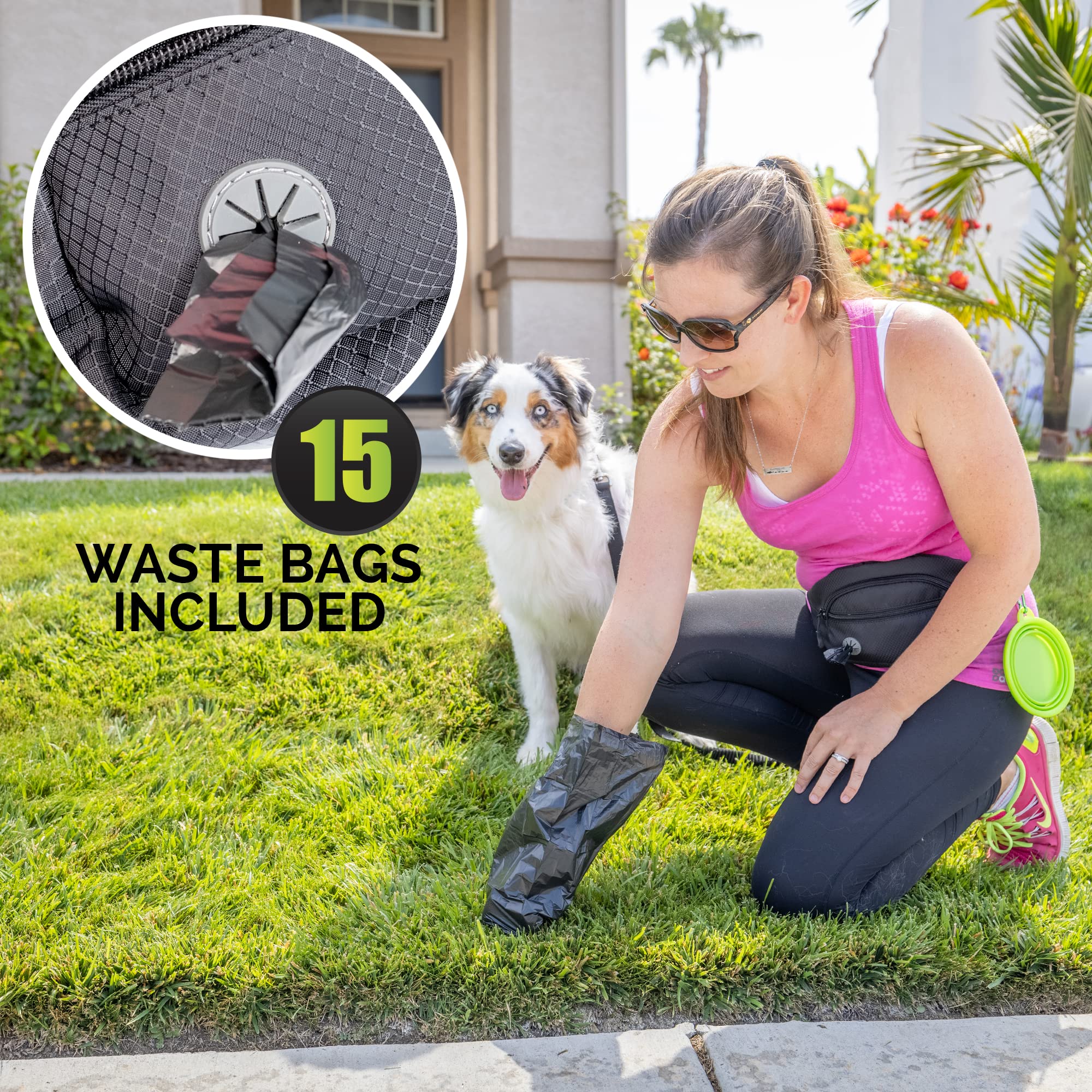 Hands Free Dog Leash with Waist Pack - Adjustable Nylon Leash for Small, Medium & Large Dogs - Perfect for Walking, Jogging, Running & Training - Wear on Waist or Shoulder for Outdoor Activities, Hiking & Daily Exercise