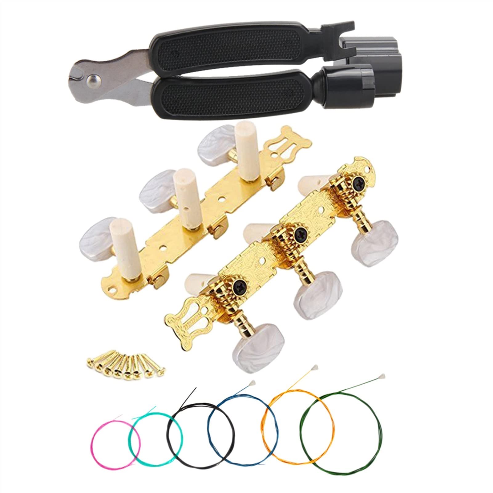 3-in-1 Guitar String Winder, Pin Puller & Cutter with Tuning Pegs & Strings Set - Perfect for Guitar Maintenance, String Changing & Tuning