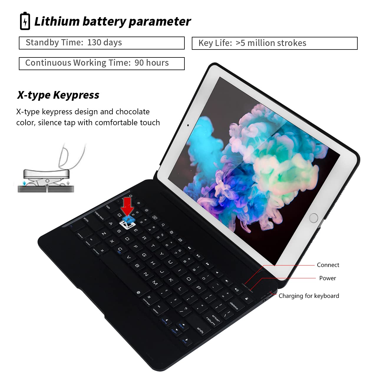 NOKBABO Ultra Slim Bluetooth Keyboard for iPad 6th/5th Gen, iPad Pro 9.7