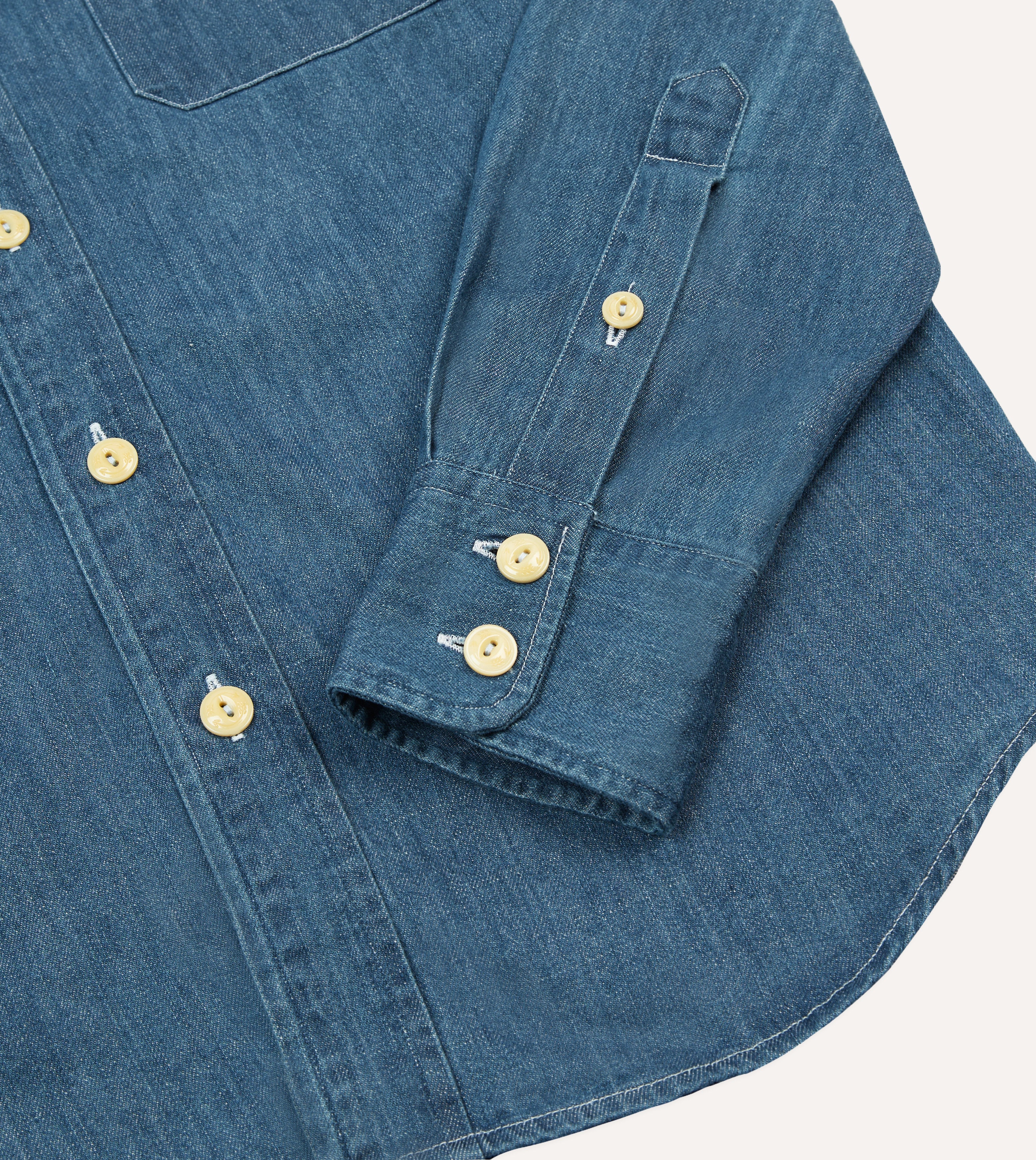 Vintage Stone Wash Denim Western Shirt with Two Pockets for Men | Cowboy Style Button Up Shirt for Casual Wear, Rodeo & Country Music Events