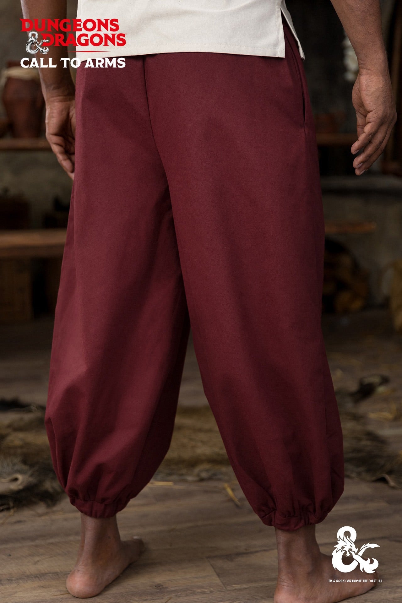 Dungeons & Dragons Monk Trousers Bordeaux - Medieval Fantasy RPG Pants for LARP, Cosplay & Tabletop Gaming