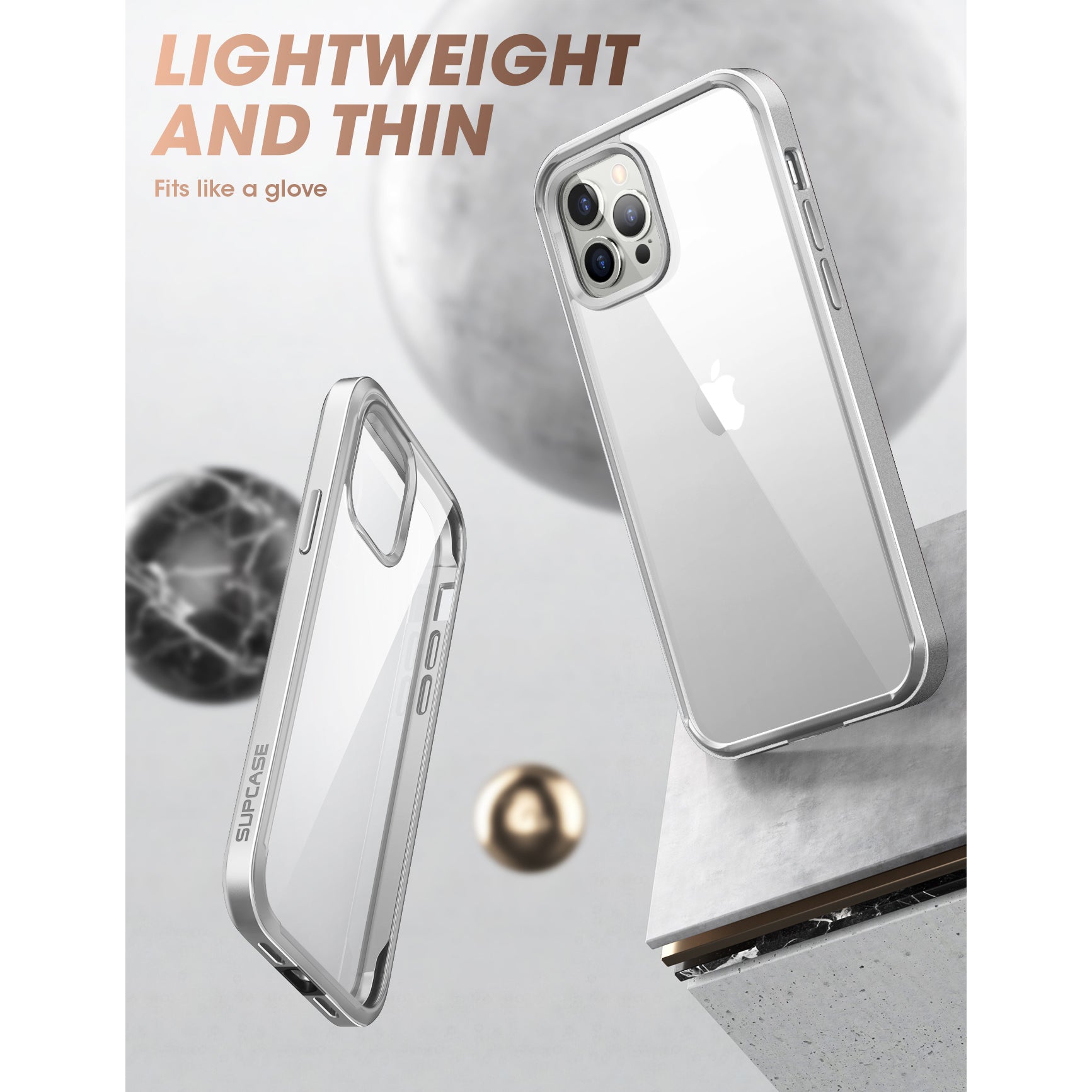 Apple iPhone 13 Pro Max 6.7 Inch Unicorn Beetle Edge Protective Case with Built-in Screen Protector - Clear Silver | Shockproof Slim Cover for Work, Travel & Outdoor Activities